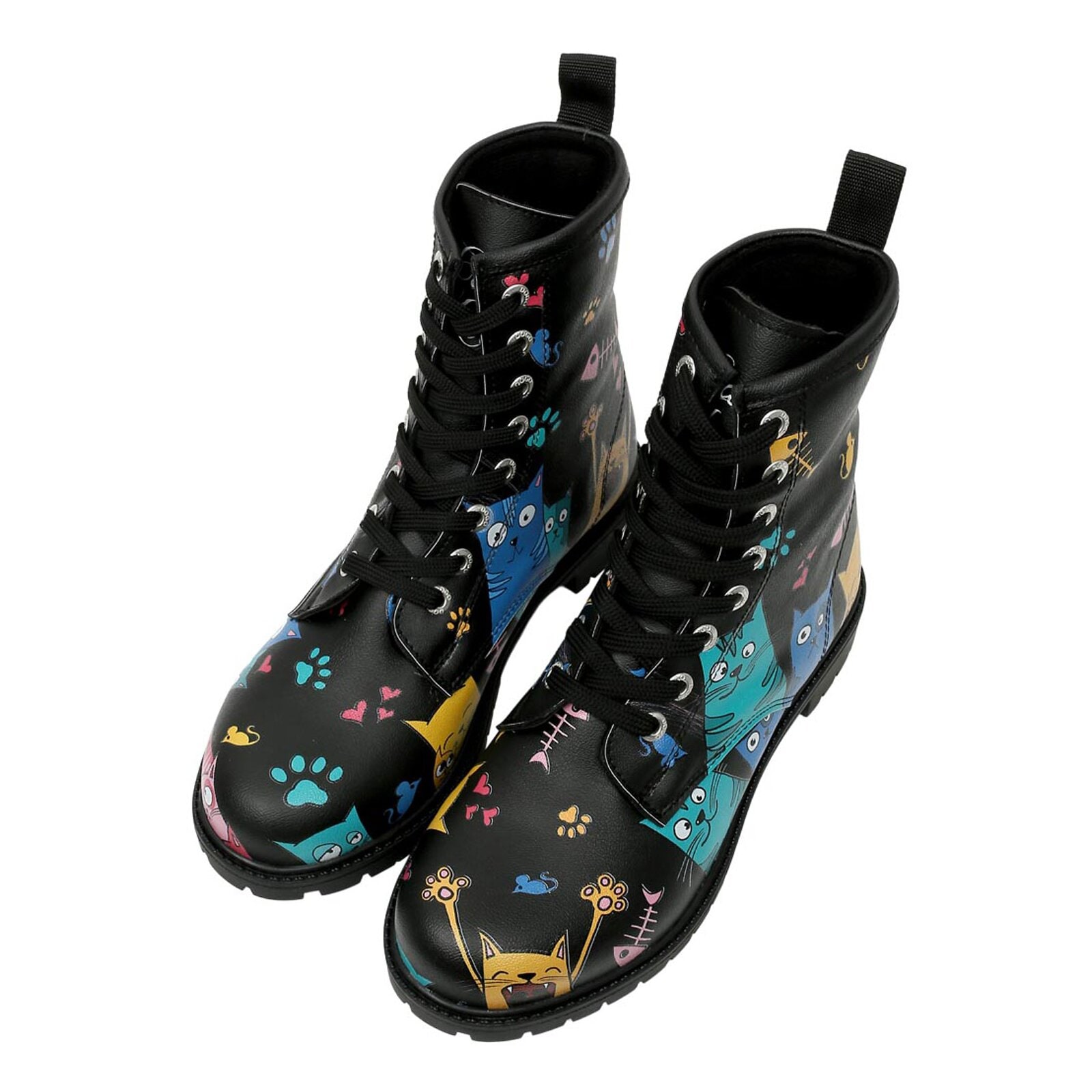 DOGO Schnürboots "Long Boots Schnürstiefel Cat Lovers Black Damen Stiefelet günstig online kaufen