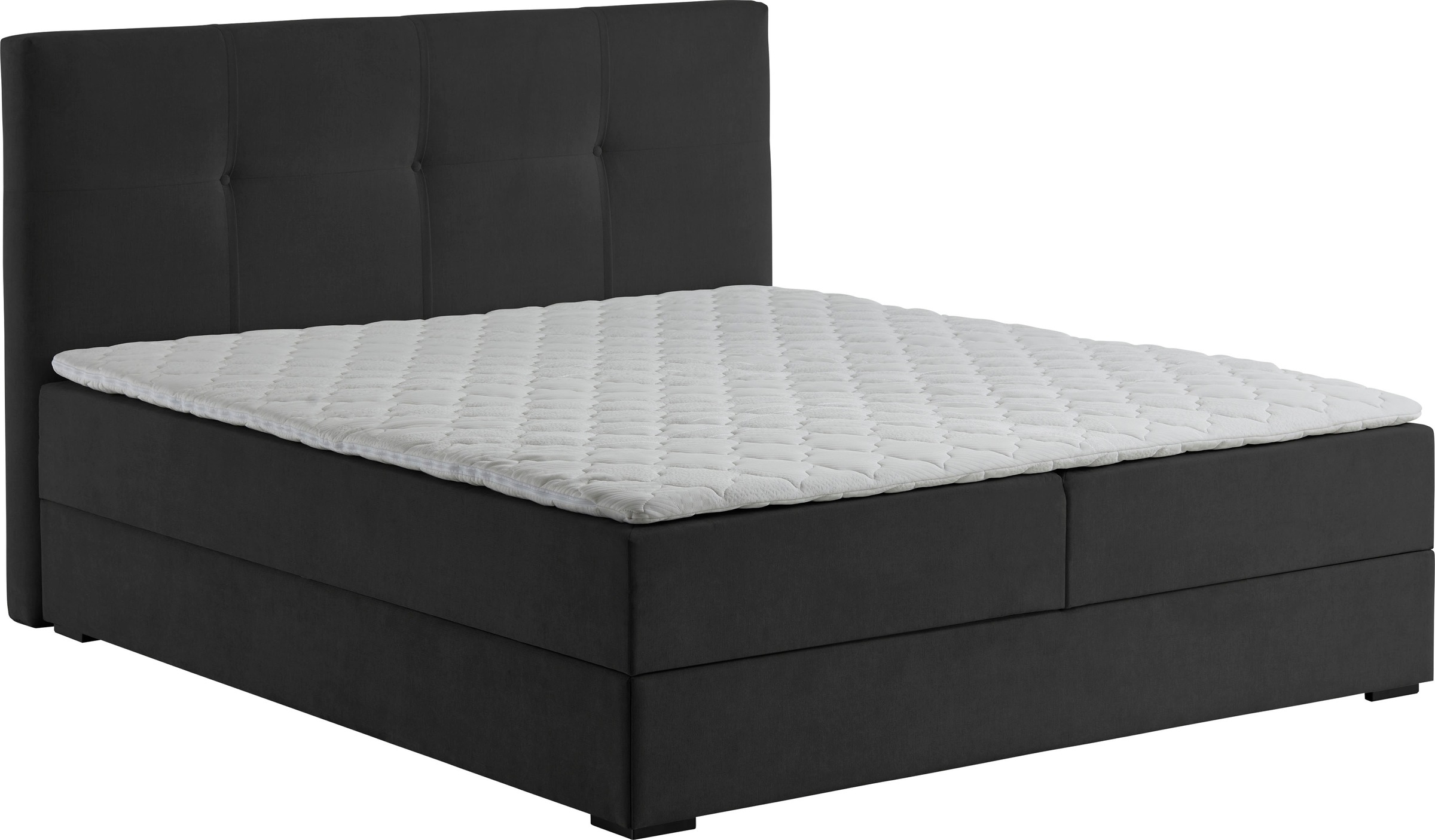 Boxbett "Lucy", grau (anthrazit), B:165cm L:214cm, Bezug Bettbox und Obermatratze: Strukturstoff (90% Polyester, 10% Nylon);Topper: Jersey (100% Polyester), ATLANTIC HOME COLLECTION, Komplettbetten, Boxspringbett, mit Bettkasten 2