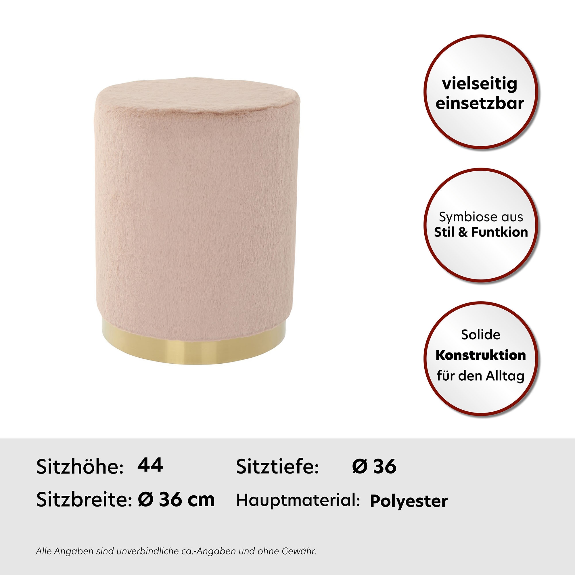 Kayoom Polsterhocker »Hocker Nona 125, Polster- und Sitzhocker, stillvoll und flauschig«, (1 St.), komfortabel, vielseitig einsetzbar, supersofte Haptik