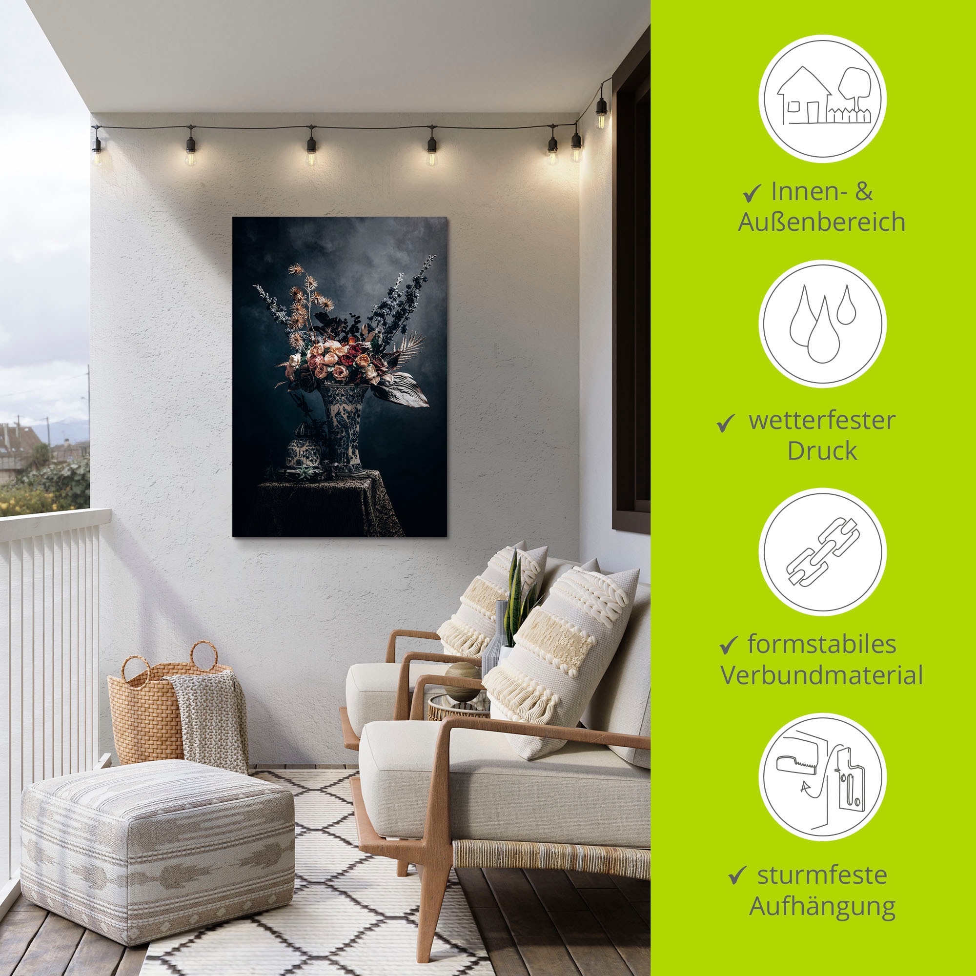 Artland Alu-Dibond-Druck »Sommer Kunst Stilleben«, Arrangements, (1 St.), für Innen- und Außenbereich geeignet, Outdoorbild