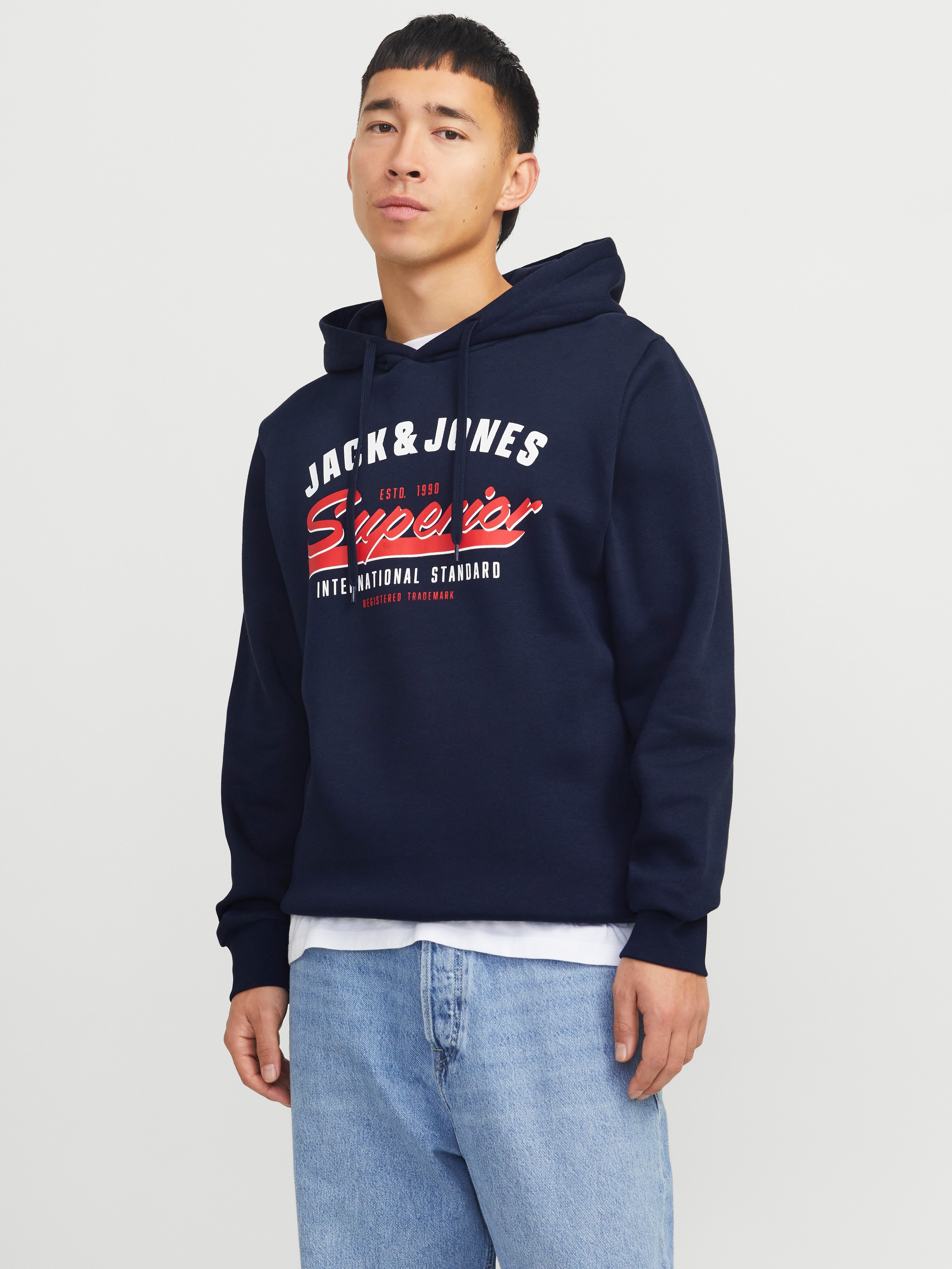 Jack & Jones "JJELOGO SWEAT HOOD 2 COL 24/25 NOOS", mit Logo Print günstig online kaufen