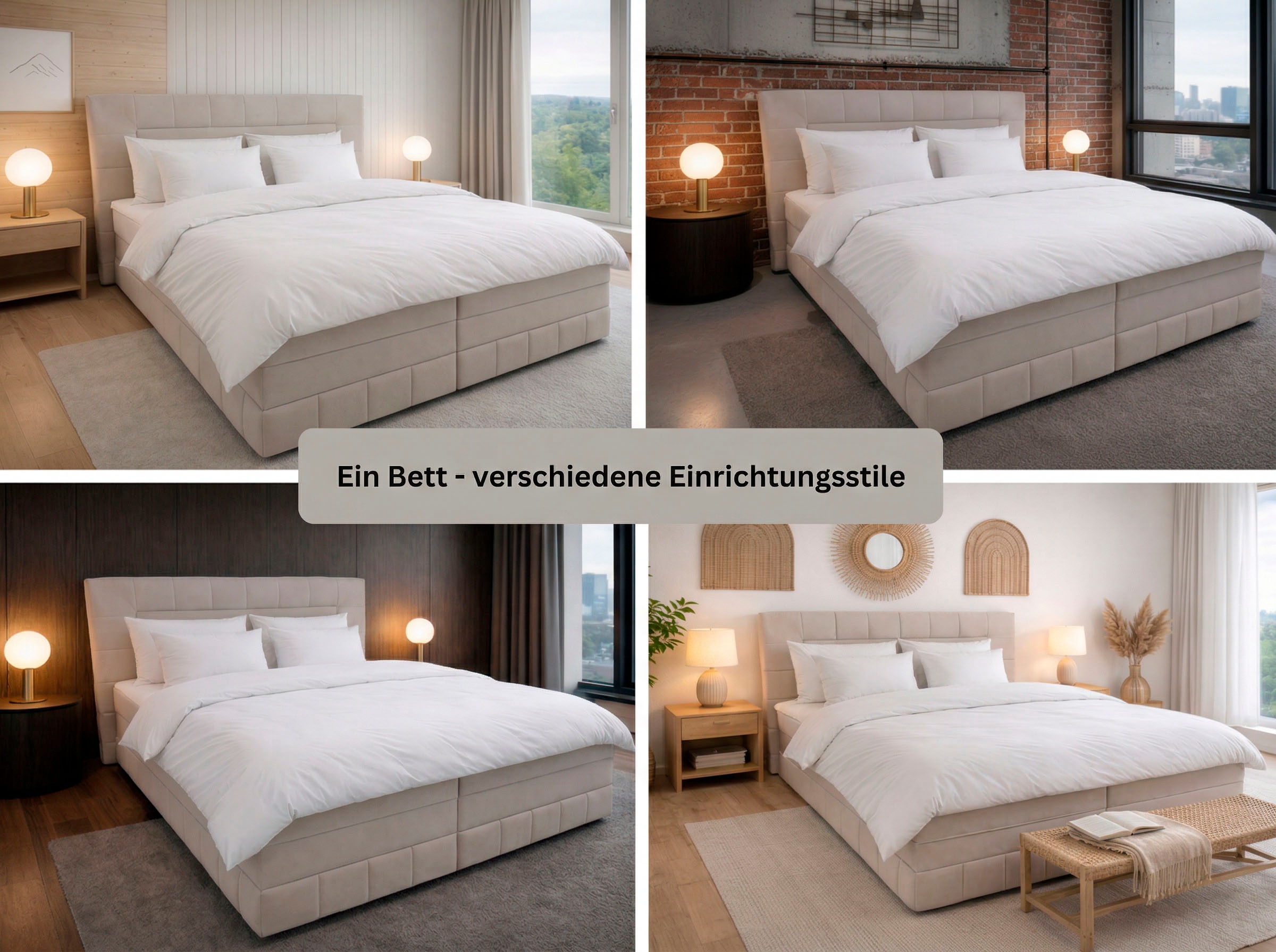 OTTO home Boxbett »PHILLIPA inkl. Bettkasten, wahlweise mit LED-Leuchten, Breite: 180cm« inkl. Kaltschaum-Topper, in verschiedenen Farben erhältlich