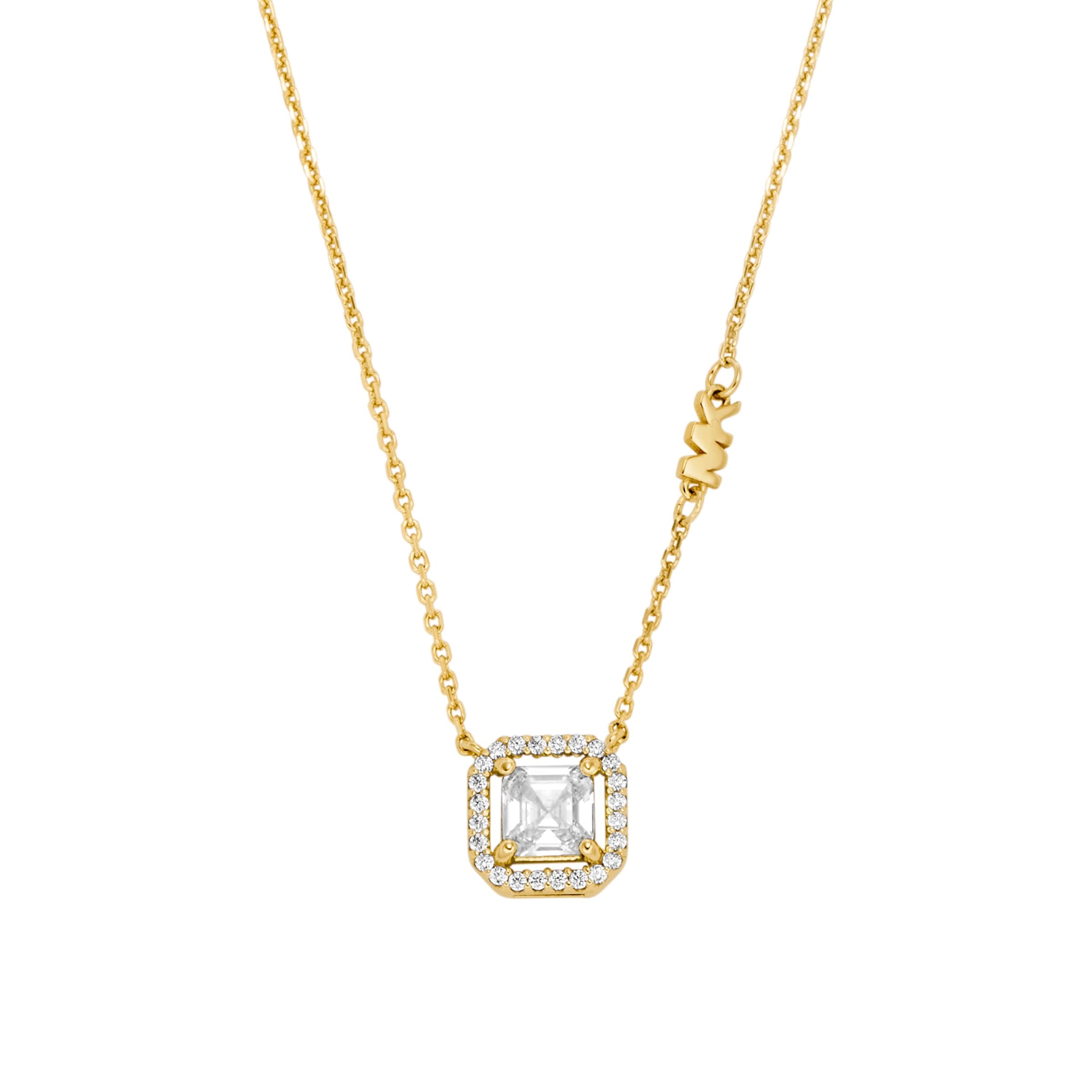 Kette mit Anhänger MICHAEL KORS "Schmuck Geschenk Silber 925 PREMIUM", gelbgoldfarben, kristallweiß, Halsketten, Damen, Silber 925 (Sterlingsilber), L: 45 B: 1mm, mit Zirkonia (synth.), B:1mm 2