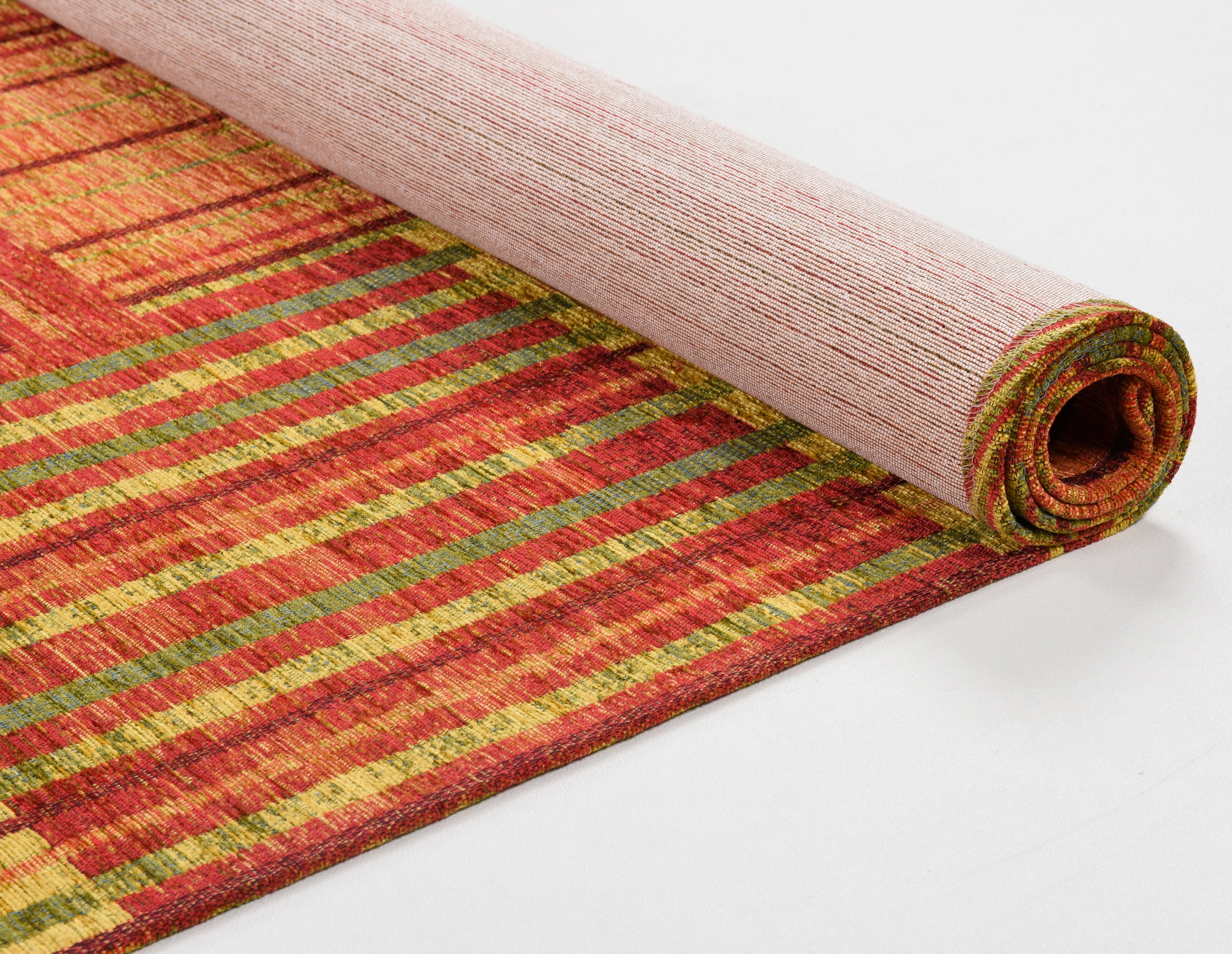 TOM TAILOR HOME Teppich »Stripy Pat«, rechteckig, 5 mm Höhe, Flachgewebe, modernes Patchworkdesign, gestreift, Chenille, Wohnzimmer