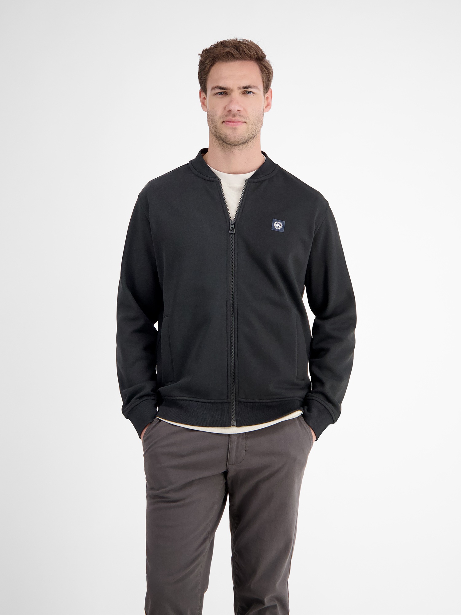 LERROS Herren Sweatjacke "College-Sweatjacke für Herren"schwarz, Gr. S, 50% Baumwolle, 50% Polyester, Sweatjacken