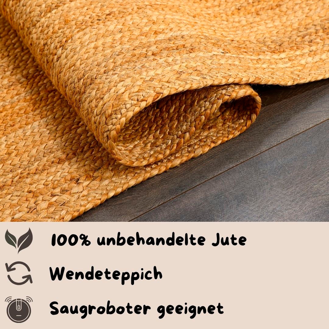 my home Teppich »Bjarka«, rechteckig, 10 mm Höhe, meliert, 100% Jute, handgewebt, auch als Läufer & in rund erhältlich