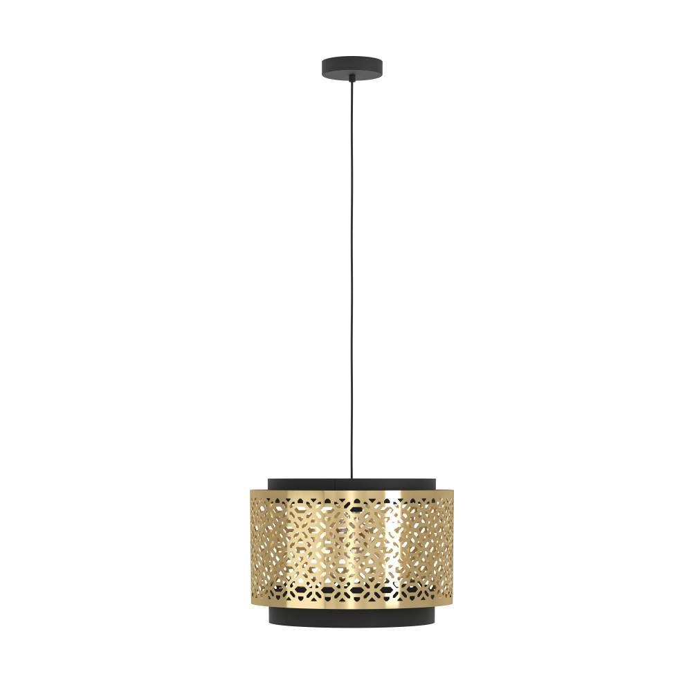 EGLO Hängeleuchte »SANDBACH Pendellampe, Stahl, E27, IP20, Wohnzimmerlampe, Retro, Lampe«, 1 flammig, Leuchtmittel E27 | ohne Leuchtmittel, Hängeleuchte, H110 x Ø42 cm, schwarz, messing, 1X40W exkl.