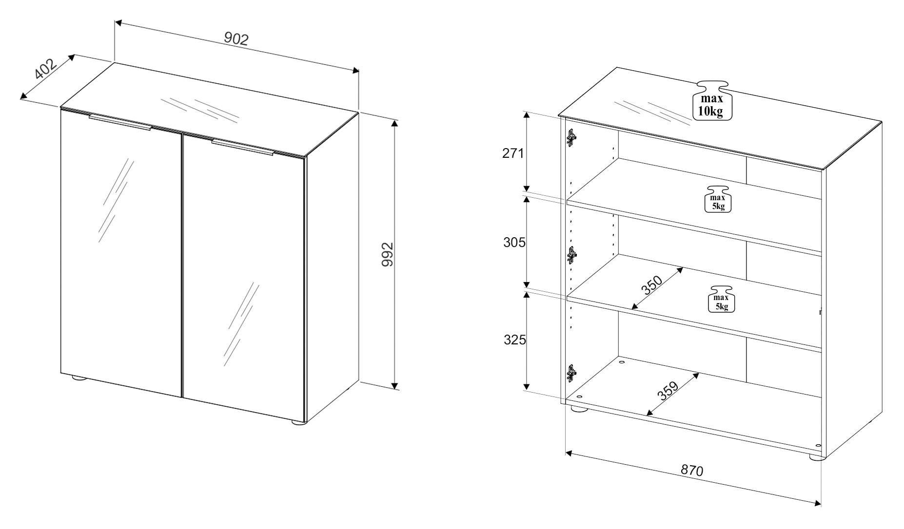HBZ Kommode »Santorin, BxHxT 90x99x40 cm«, (1 St.), Breite 90cm, Softclose für Türen, Melaminbeschichtung