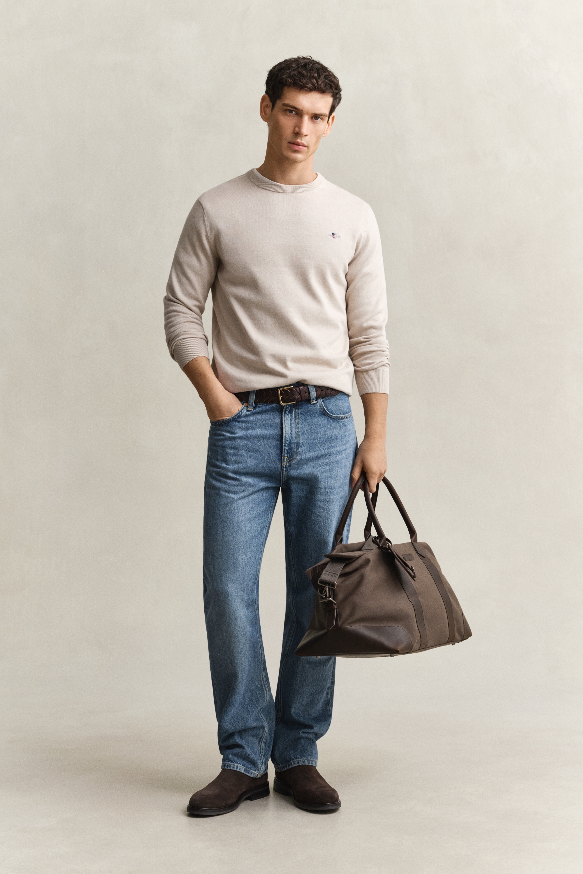 Gant Rundhalspullover »CLASSIC COTTON« Regular fit mit Rundhalsausschnitt