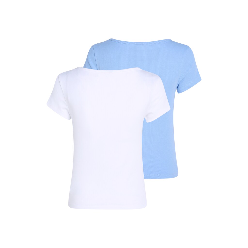 Tommy Jeans T-Shirt »TJW 2PACK HENLEY SS RIB TEE«, (Packung, 2er-Pack), mit Tommy Jeans Markenlabel