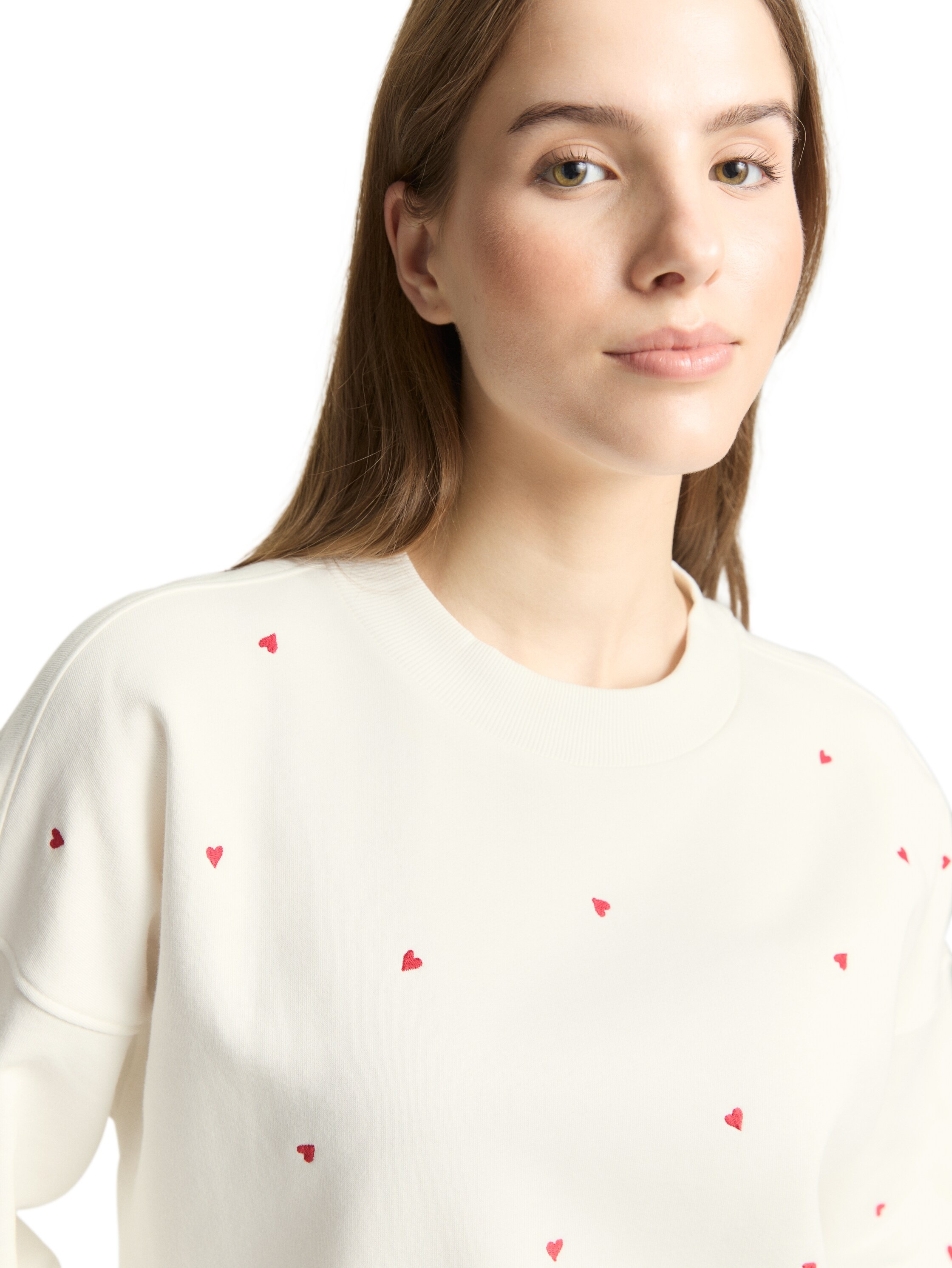 Tom Tailor 1050822 Sweatshirt Off White Red 2XL 2