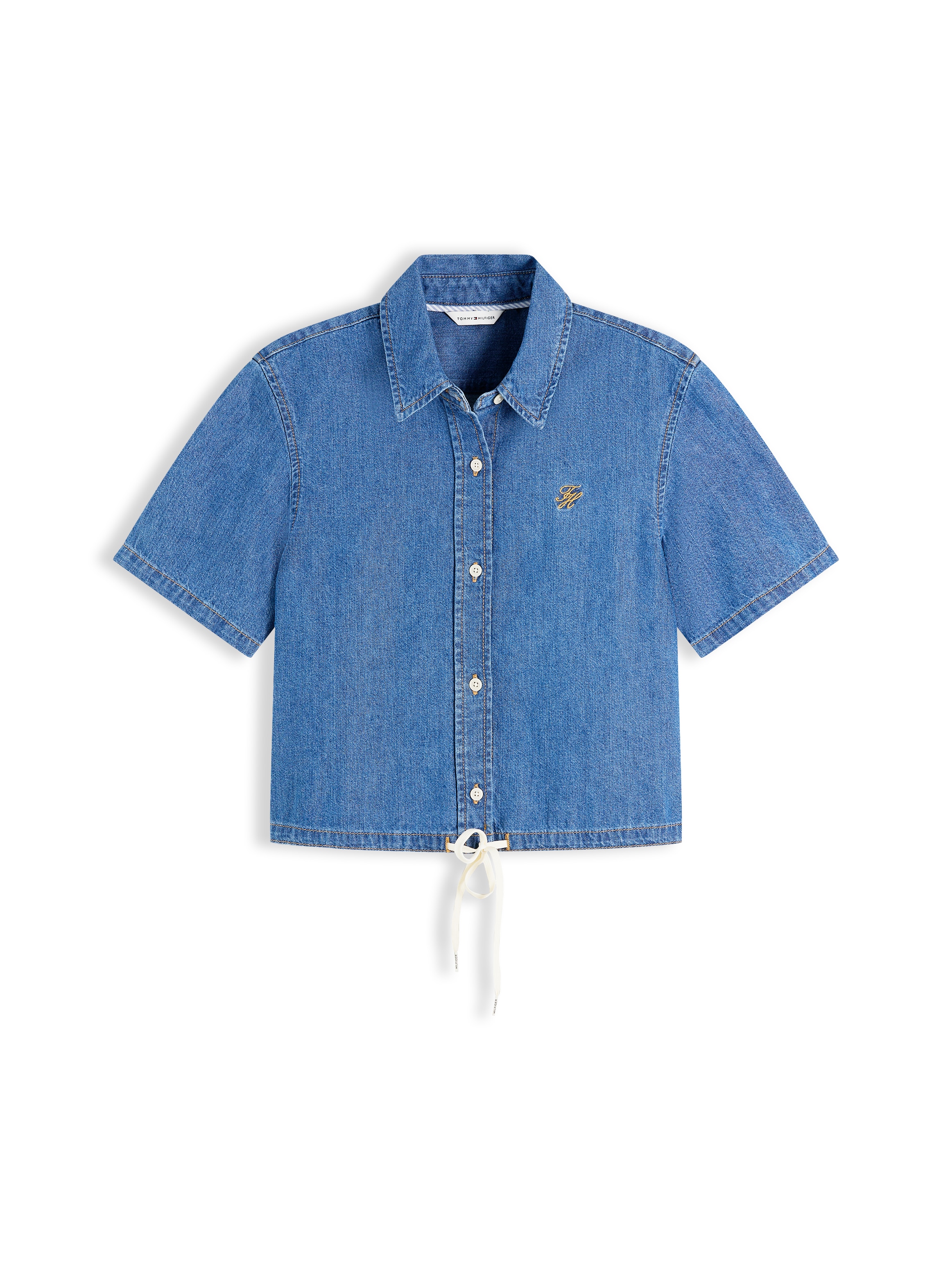 Tommy Hilfiger Jeansbluse »BOXY TIE SHIRT MIA SS« Baumwolle