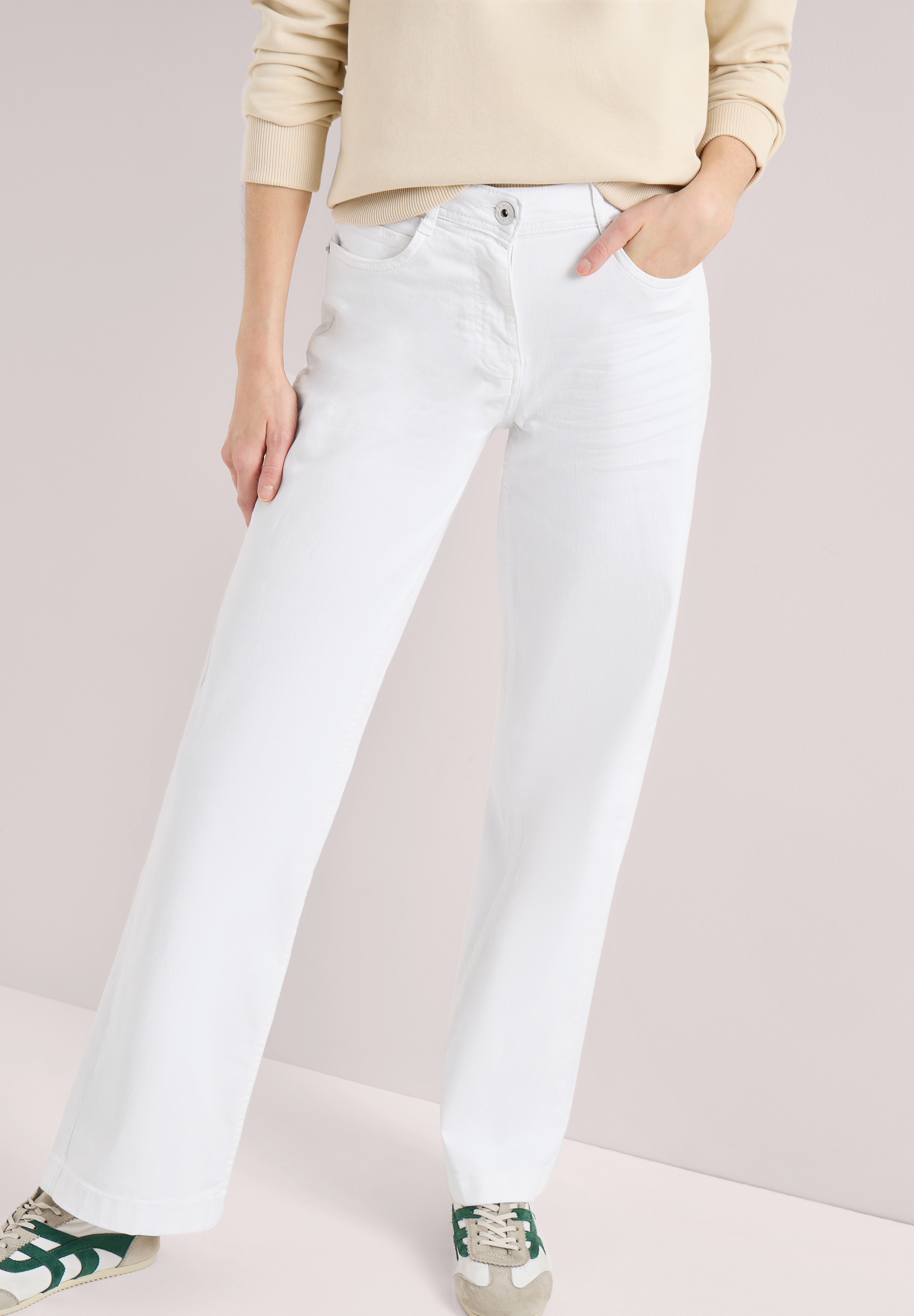 Loose-fit-Jeans CECIL, Damen, Gr. 36, Länge 30, weiß, Jeans, 78% Baumwolle, 21% Elastomultiester, 1% Elasthan, unifarben, lang, Jeans, High Waist 2