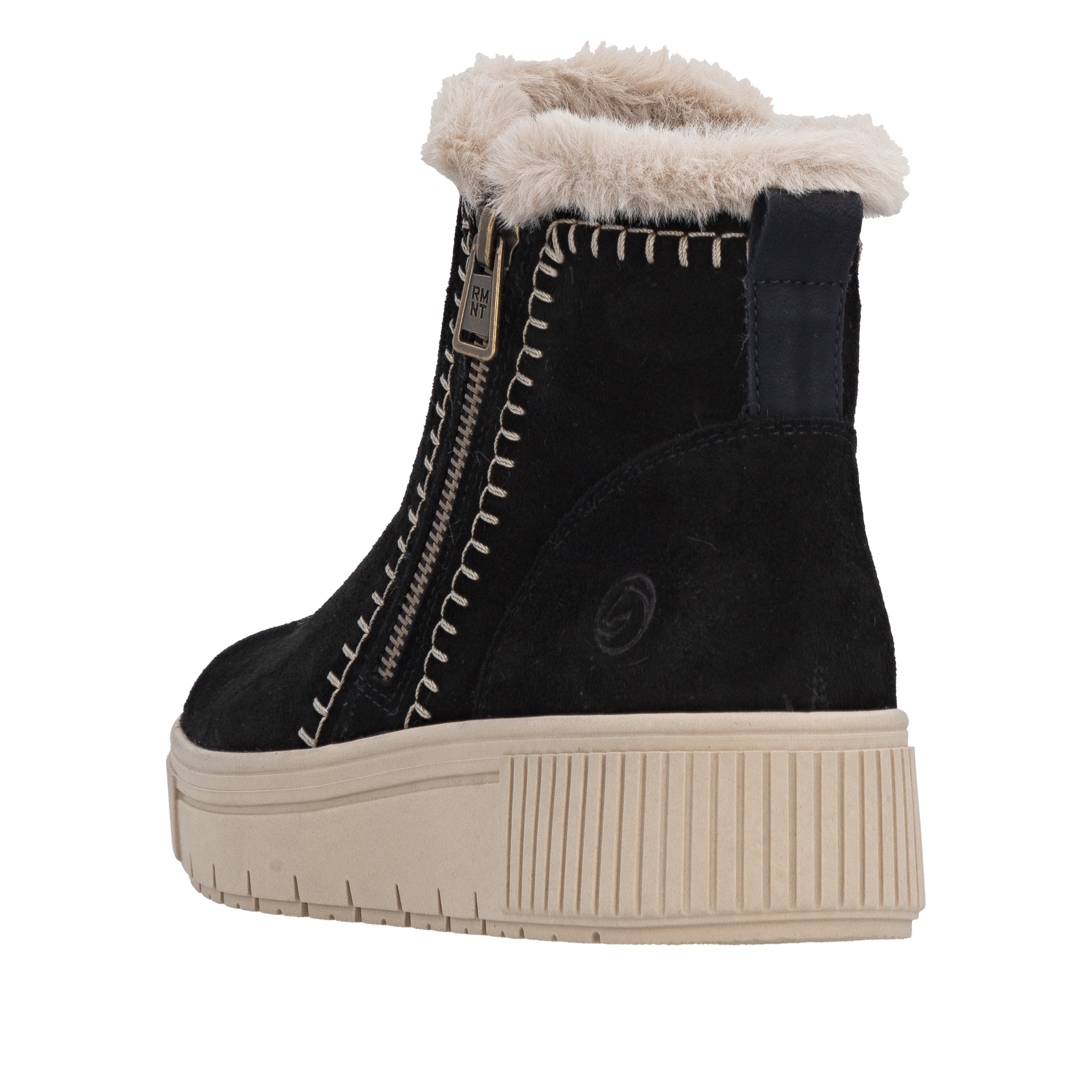 Remonte Winterboots »Elisabeth Hurley-Collection«, Winterstiefelette, Plateauboots mit Fellimitat-Besatz und Softfußbett