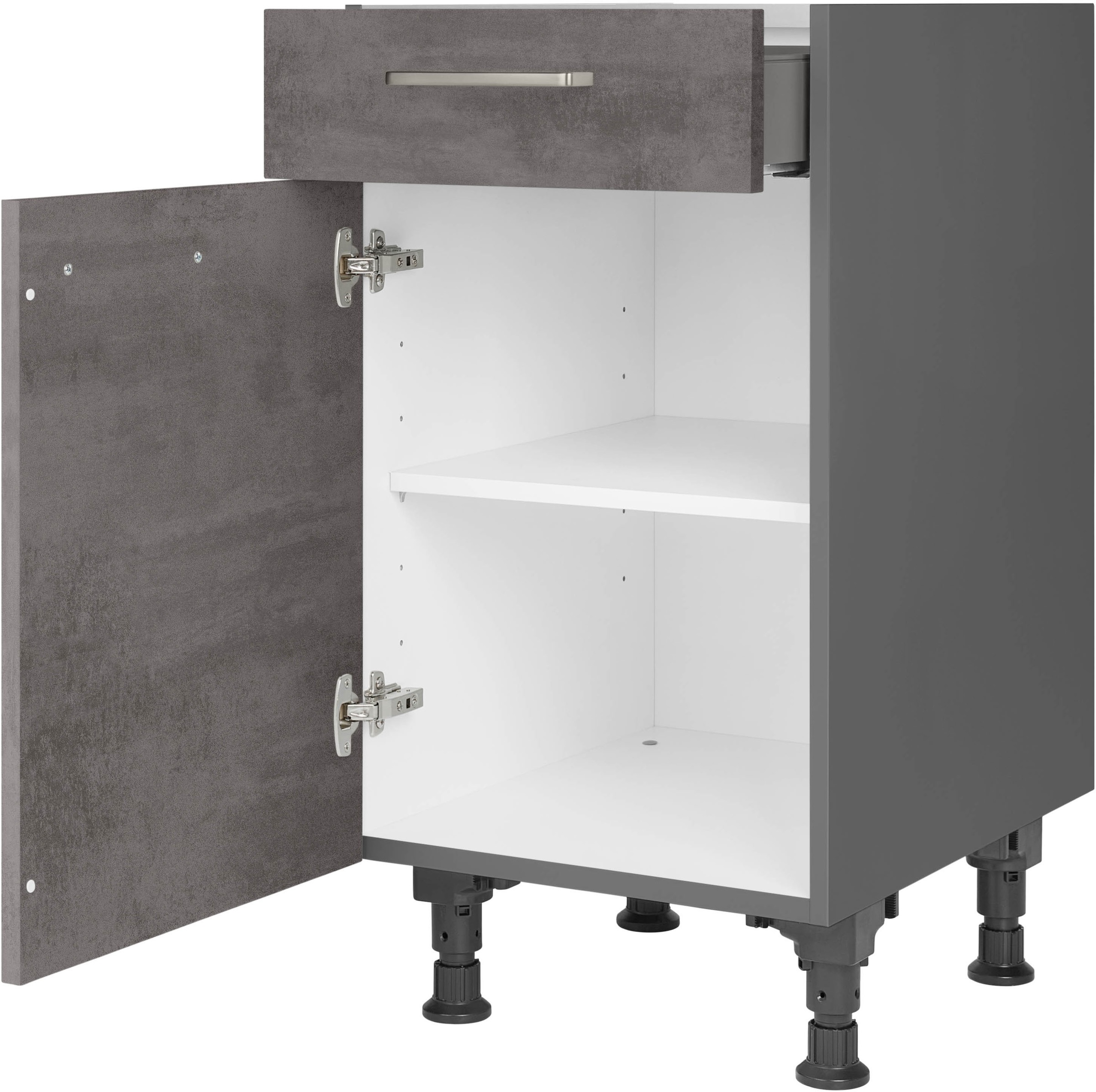 nobilia® Unterschrank »"Riva", Ausrichtung wählbar, vormontiert, in den Breiten 30, 45 und«, 60 cm Breite, mit höhenverstellbaren Sockelfüßen, vormontiert