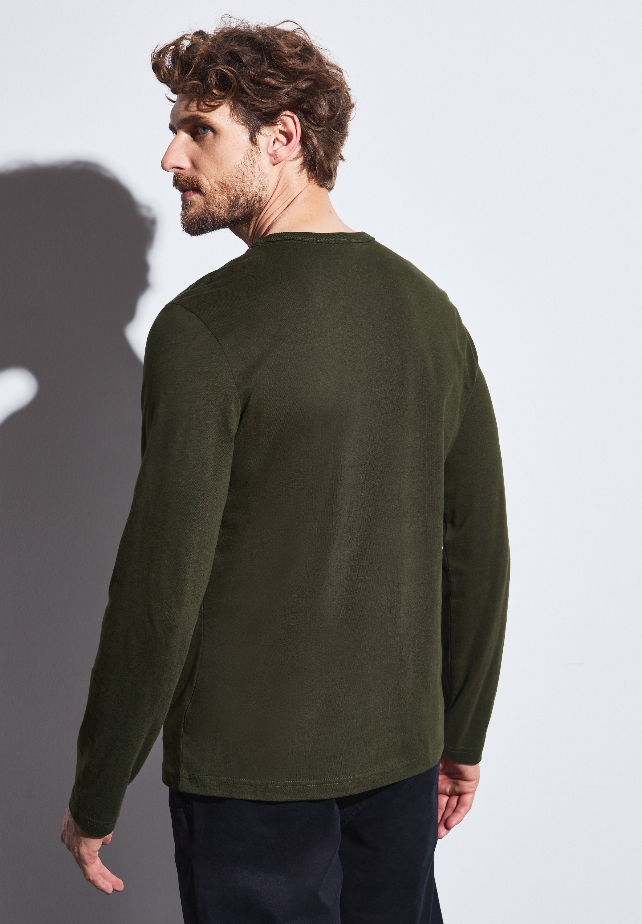 STREET ONE MEN Langarmshirt, aus reiner Baumwolle
