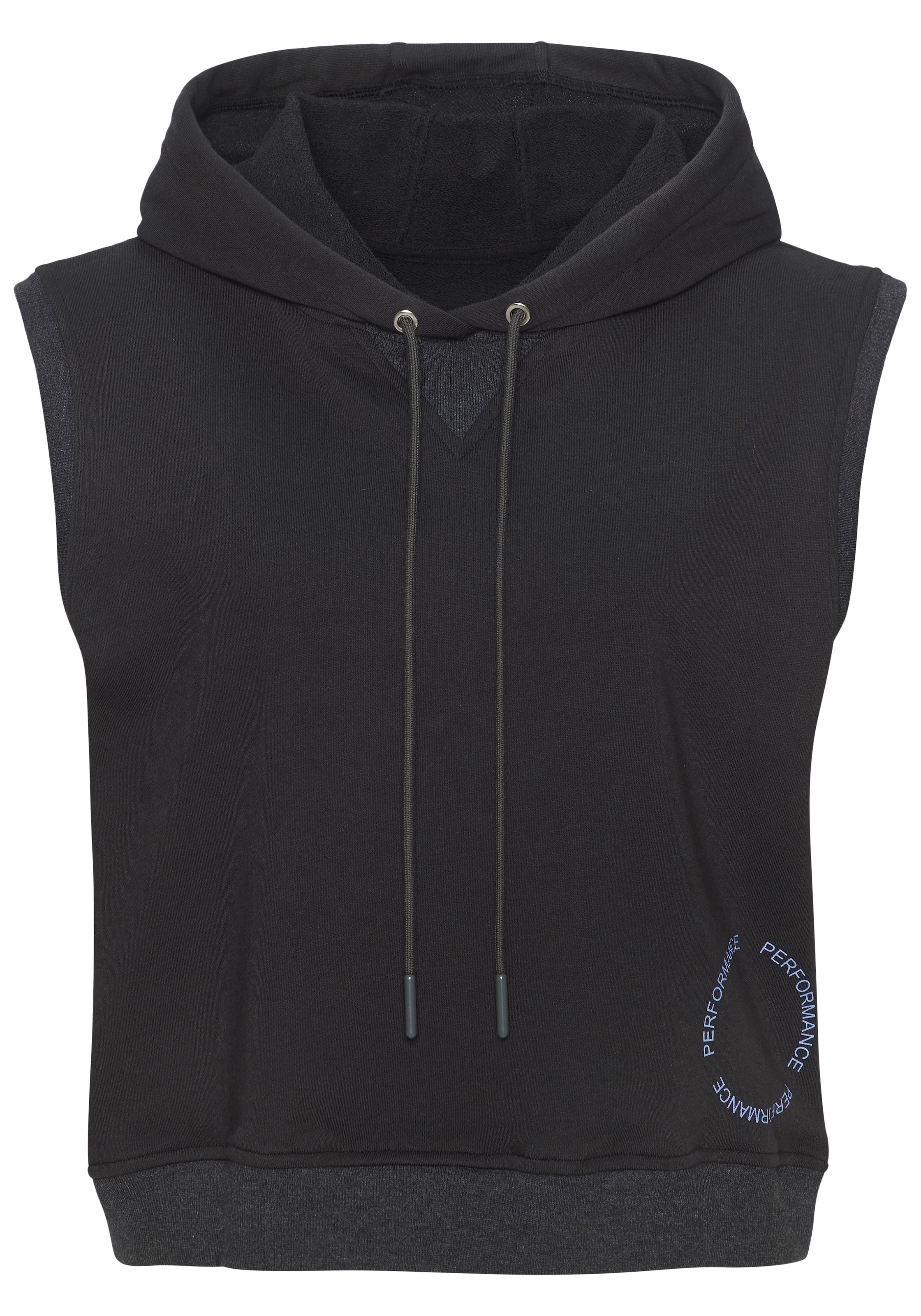 Hoodie LASCANA ACTIVE, Damen, Gr. XL (48/50), blau (dunkelgrau), Obermaterial: 60% Baumwolle, 40% Polyester, Sweatshirts Hoodie, ohne Ärmel