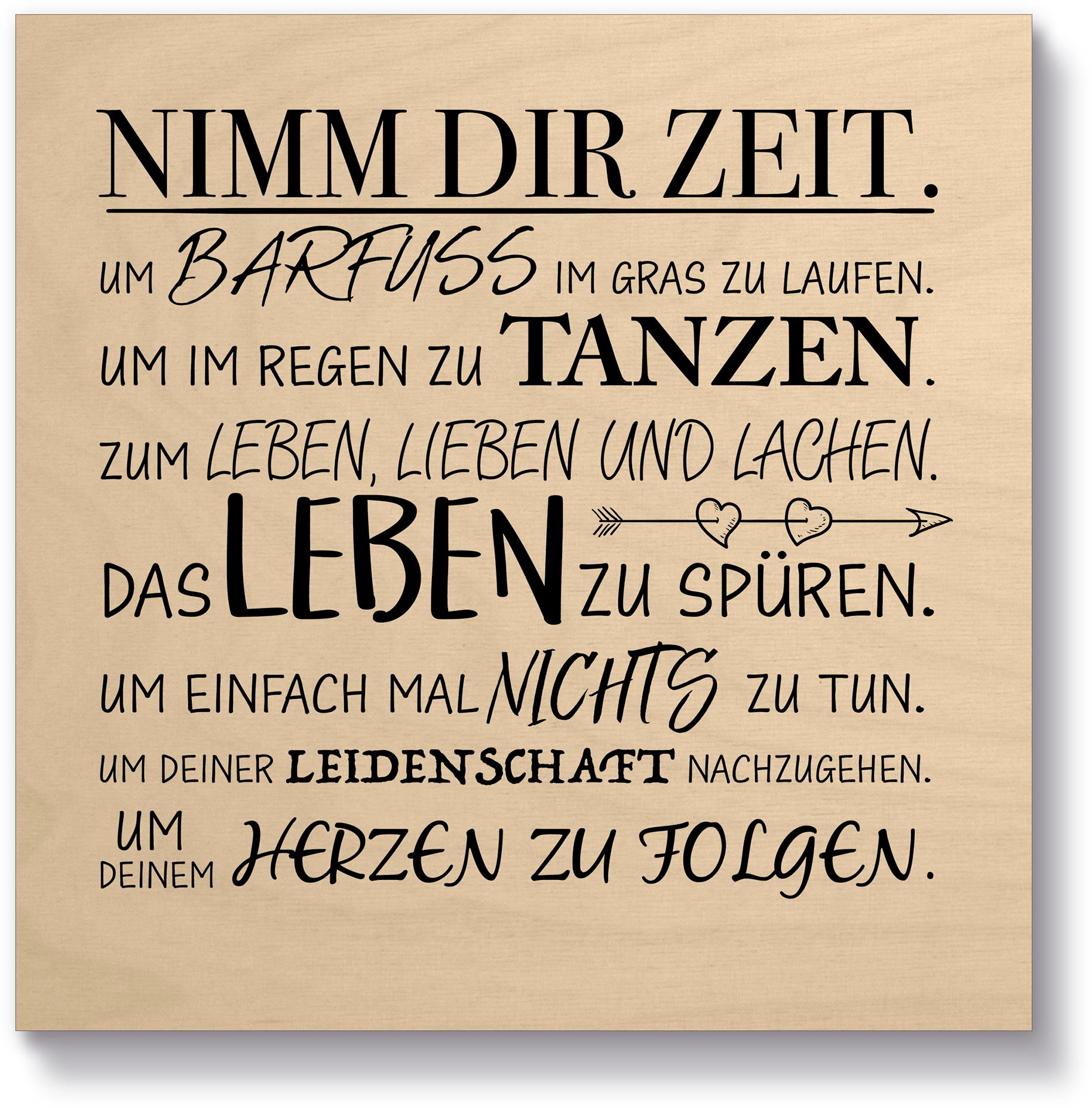Artland Holzbild »Nimm dir Zeit«, Sprüche & Texte, (1 St.)