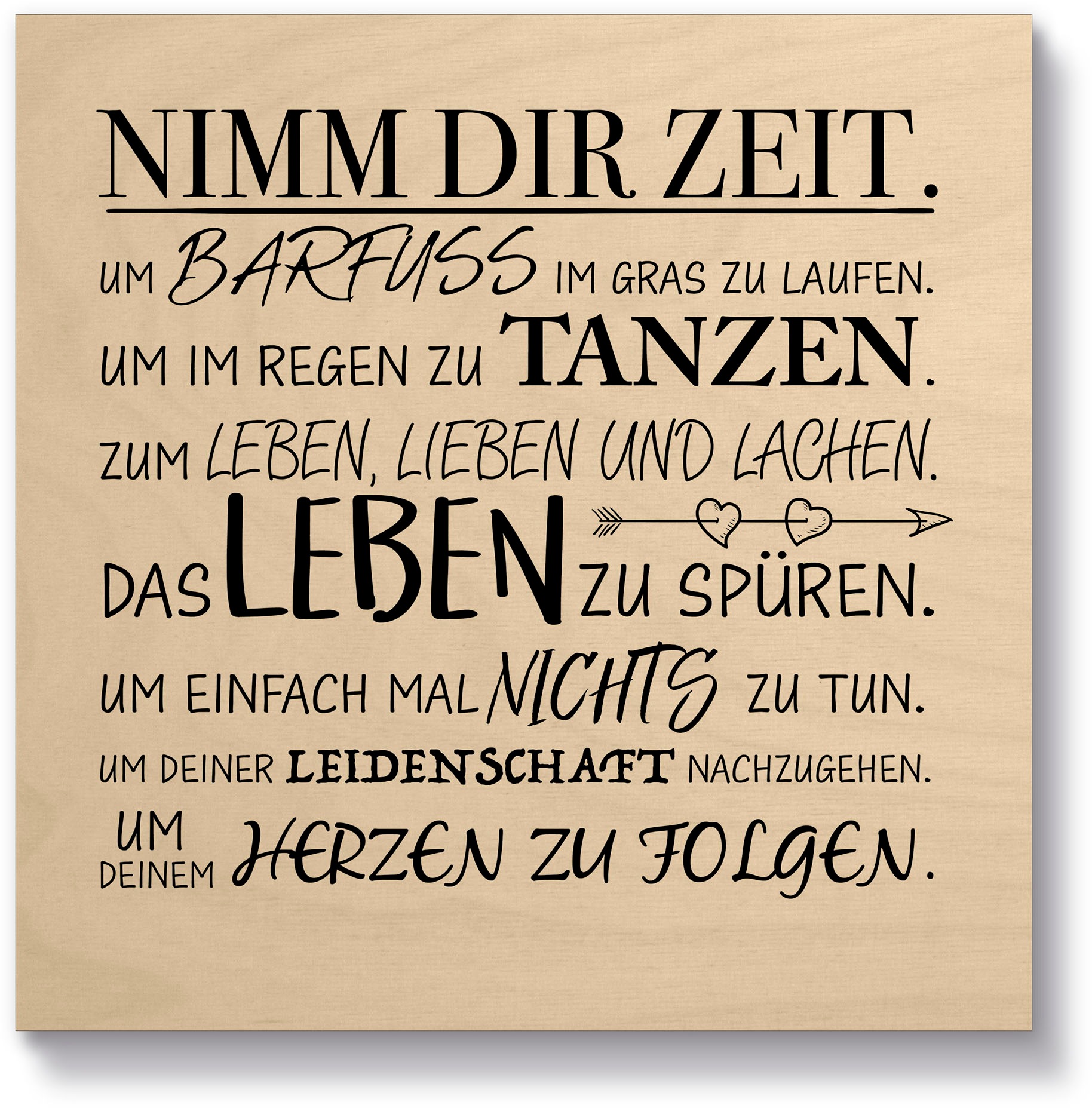 Artland Holzbild "Nimm dir Zeit", Sprüche & Texte, (1 St.) günstig online kaufen