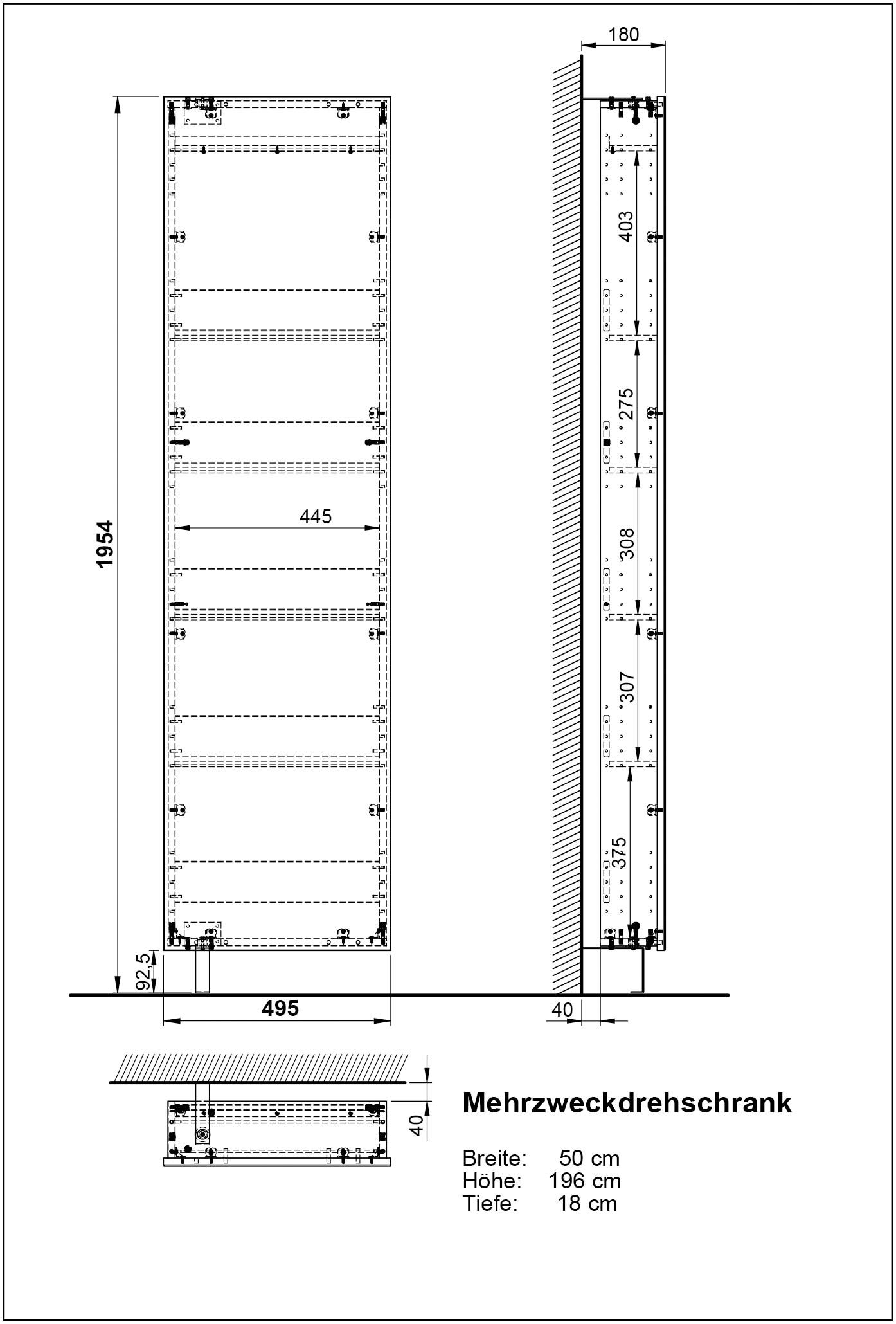 GERMANIA Schuhschrank »1189«, (1 St.), Drehschrank mit Spiegel