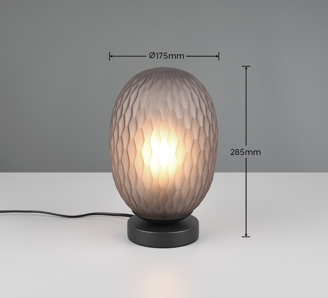 TRIO Leuchten Tischleuchte »FACETTE, Nachttischlampe mit Glas-Schirm Ø 18cm, Schnurschalter« E27 1 Stk. warmweiß - kaltweiß exkl. Leuchtmittel 1x E27 max 25W, Höhe 29cm, Tischlampe Schlafzimmer