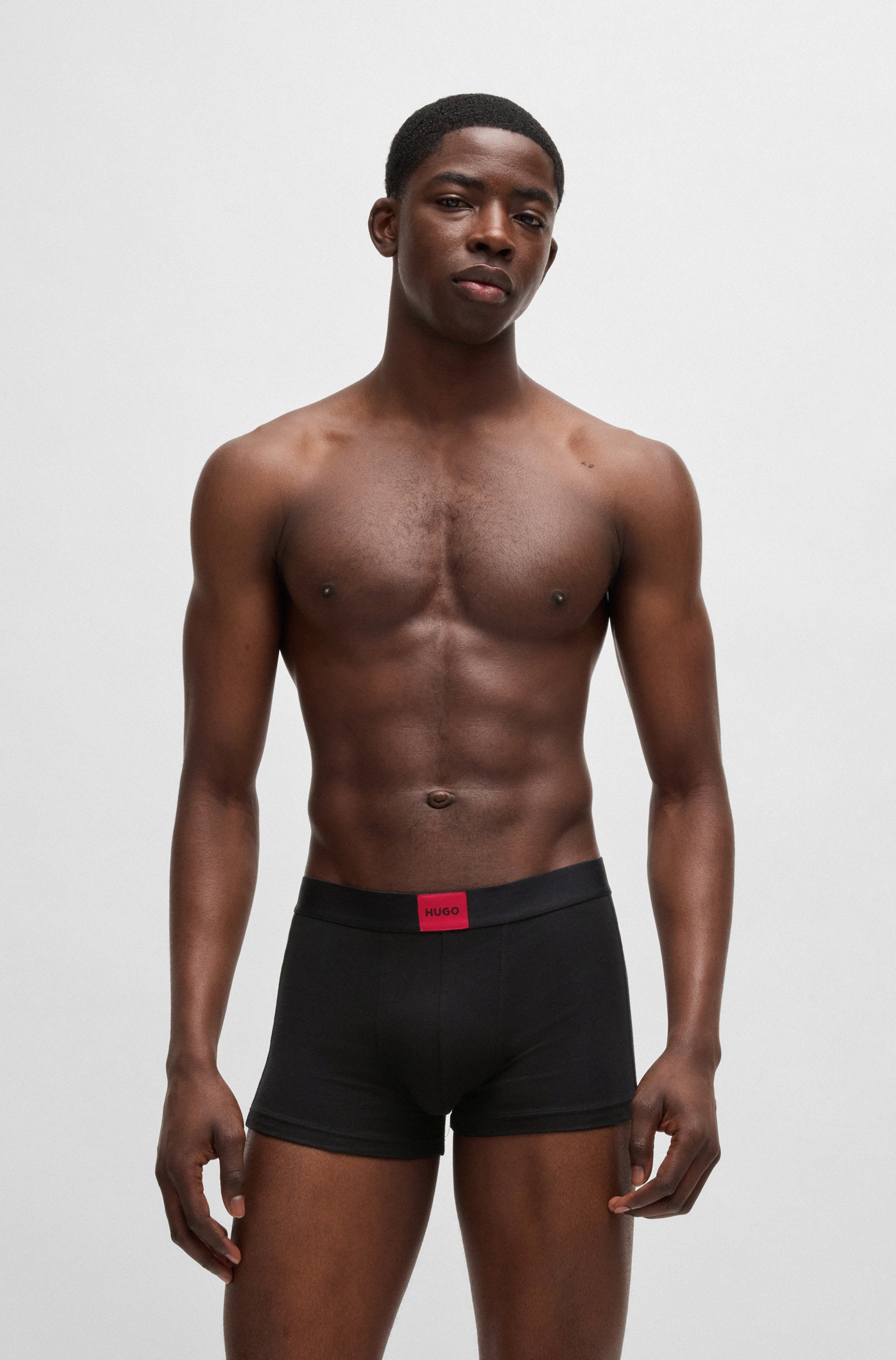 HUGO Underwear Trunk, (Set, 3 St.), mit kontrastfarbenen Logobadge
