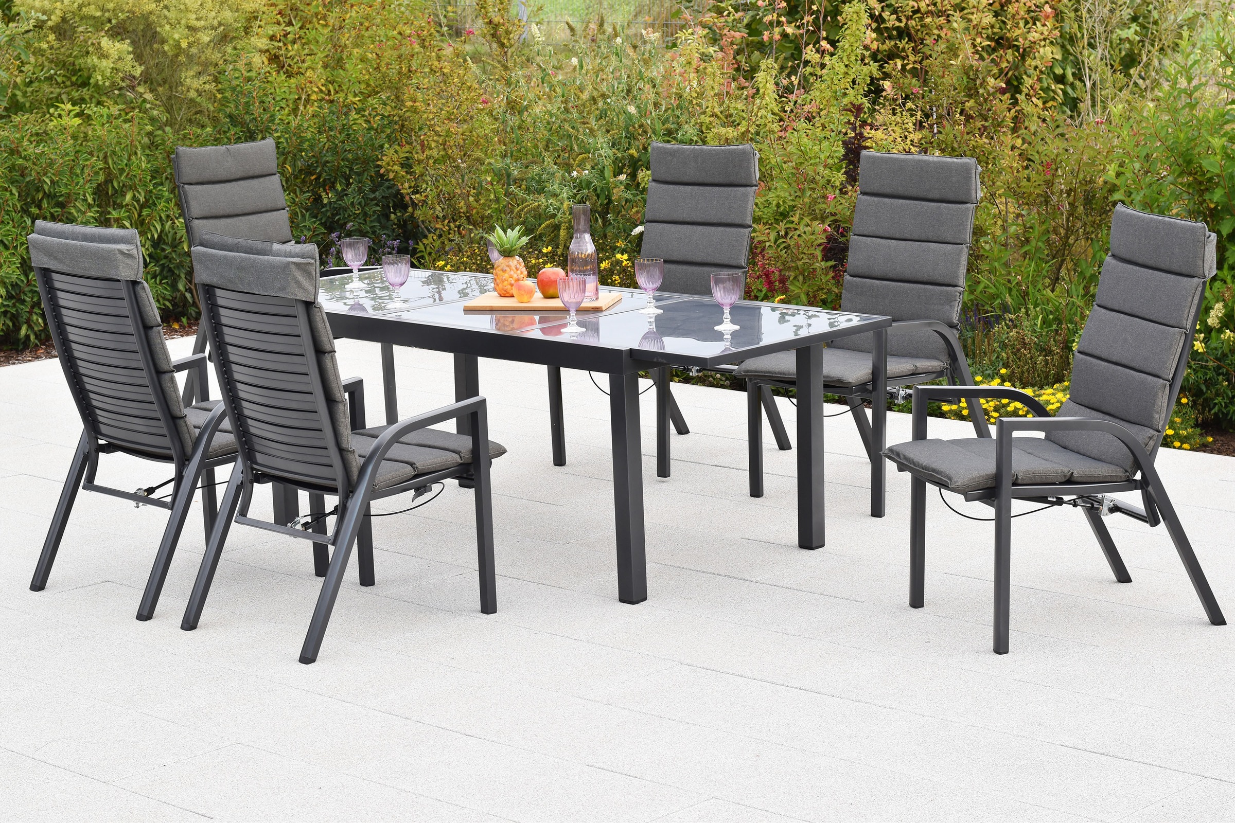 MERXX Garten-Essgruppe »»Siros««, (Set, 13 tlg.), Rückenlehne verstellbar durch Gasdruckfeder
