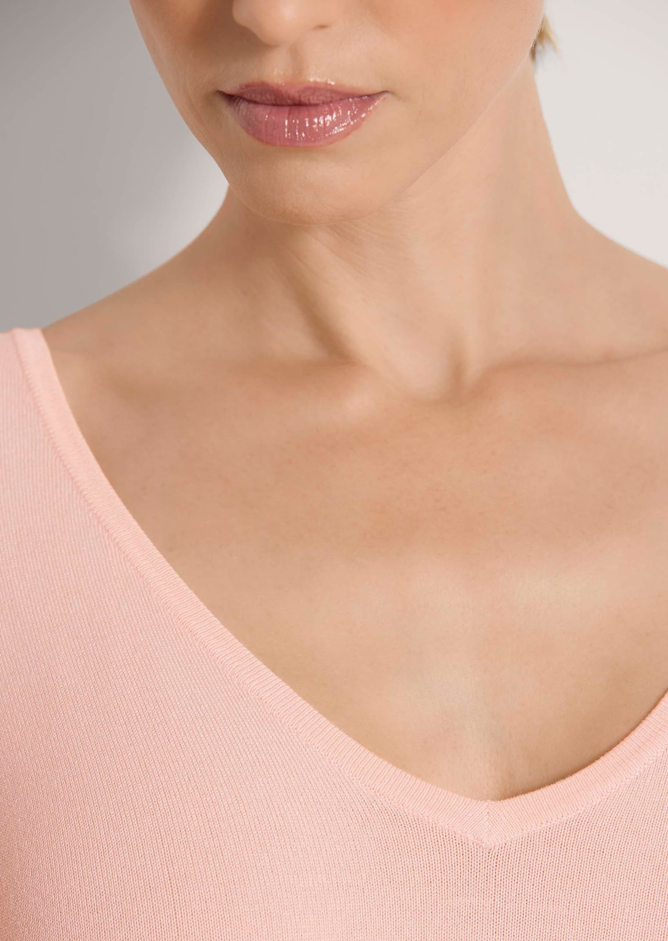 MADELEINE Longpullover »Pullover Halbarm-Pullover mit V-Ausschnitt«
