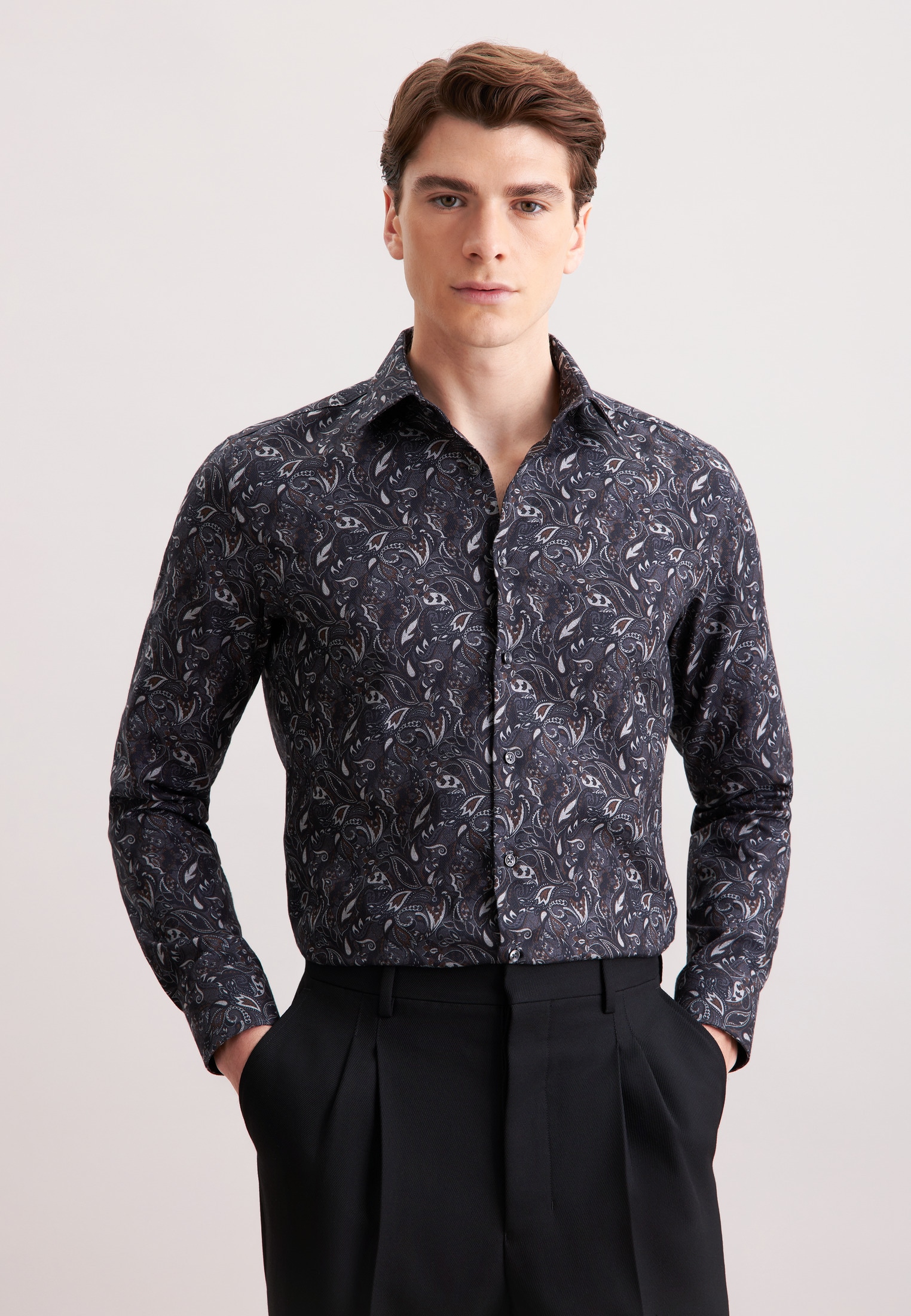 seidensticker Flanellhemd "Schwarze Rose", Slim 1/1 Kentkragen Flanell günstig online kaufen