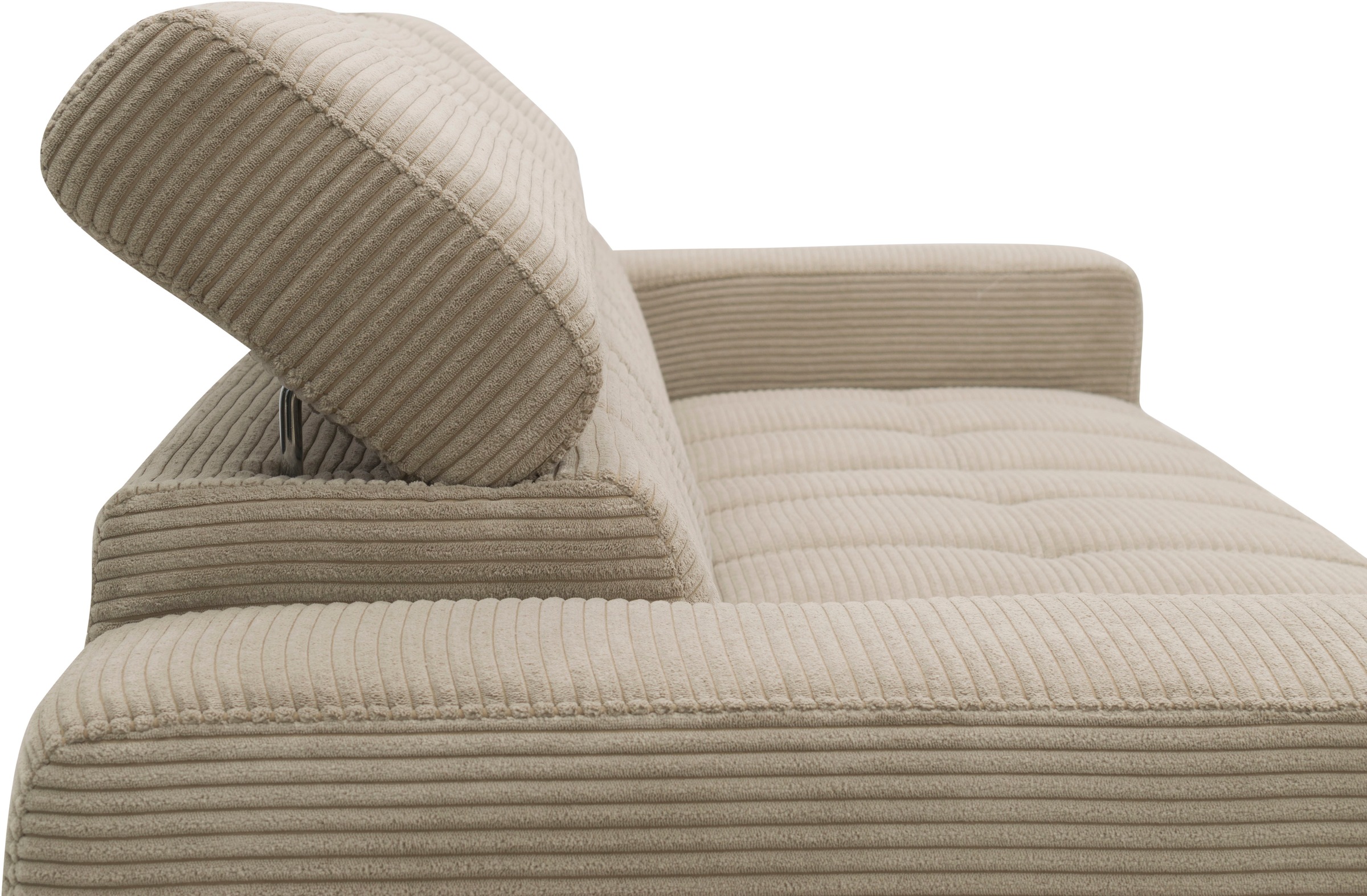DOMO collection Ecksofa »Trento L-Form, mit Kufenfuß oder Einzelfuß«, wahlweise mit Kopfteilverstellung, Recamiere links/rechts bestellbar