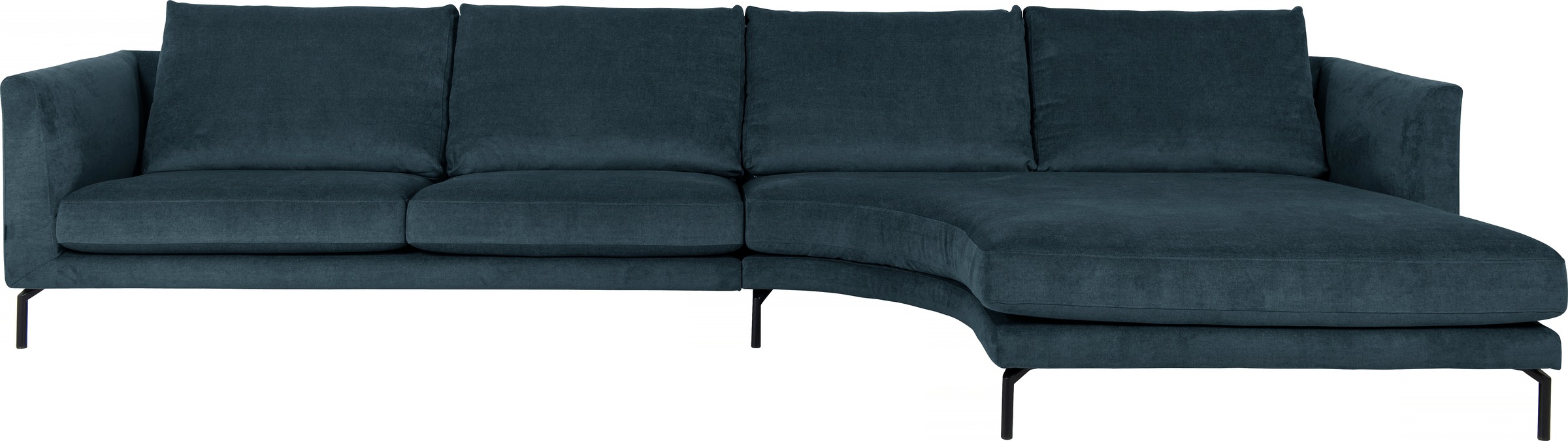 Ecksofa, mit abgerundetem Longchair, im skandinavischen Design