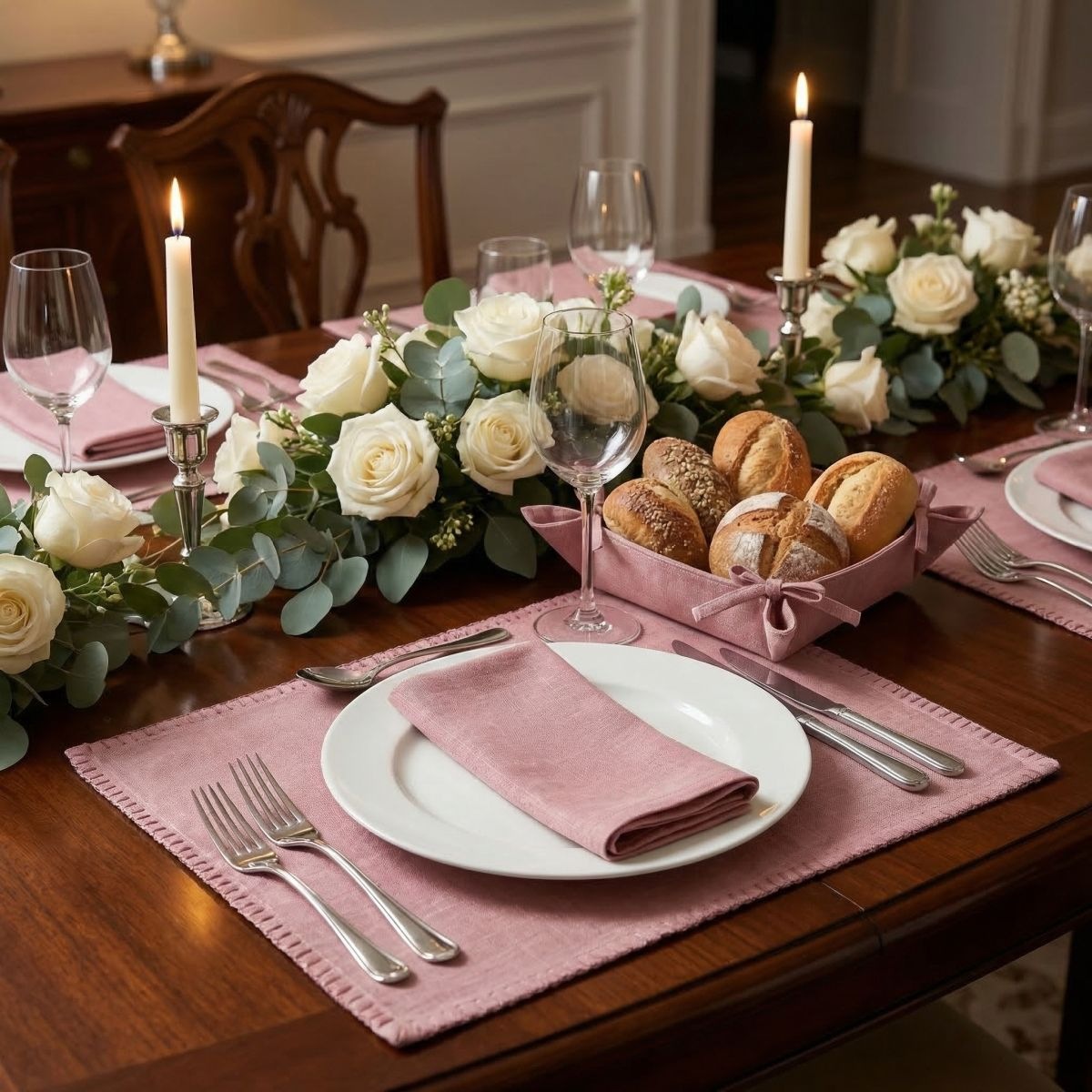 Home affaire Serviettenhalter »Serviette in rose 6erSet«