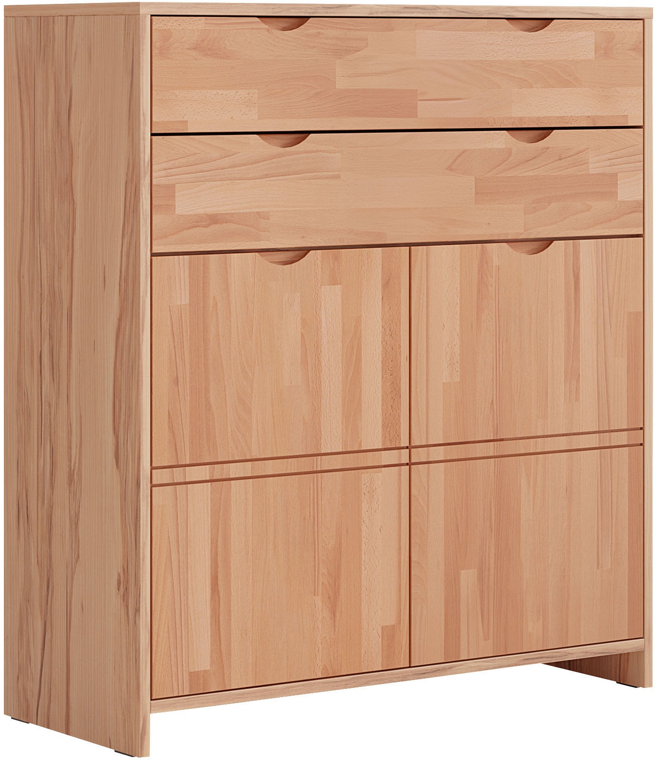 OTTO home Highboard "Maximus: 3 geräumige Fächer, 2 Softclose Schubladen,Hochwertig,Zeitlos" B/T/H: 96/38/107cm, Massivzholz Fronten&Oberdeckel, Korpus aus Melamin