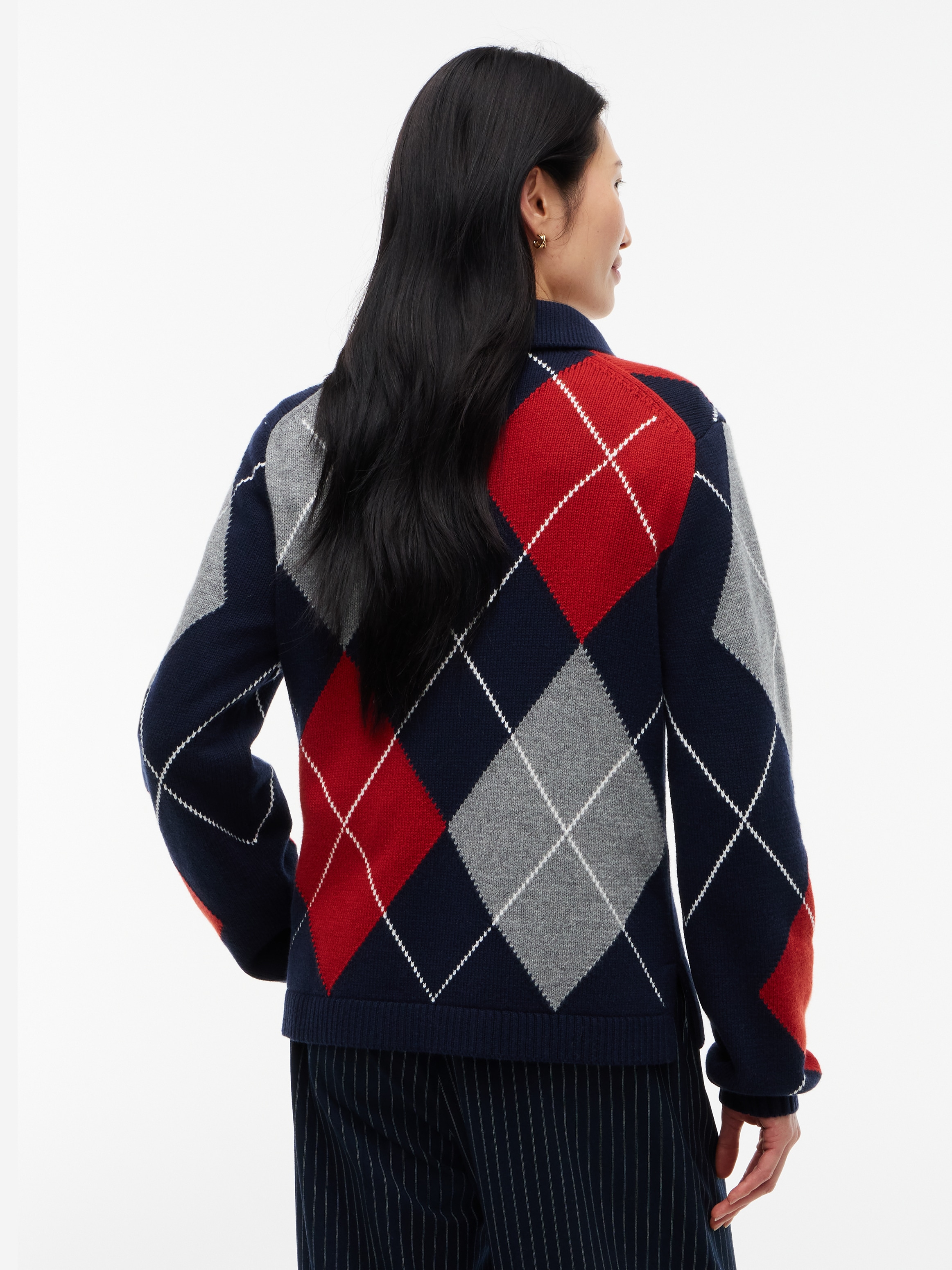 Tommy Hilfiger Polokragenpullover »ARGYLE PREP NEW POLO LS« Materialmix mit Woll-Anteil, Argyle Strickmuster