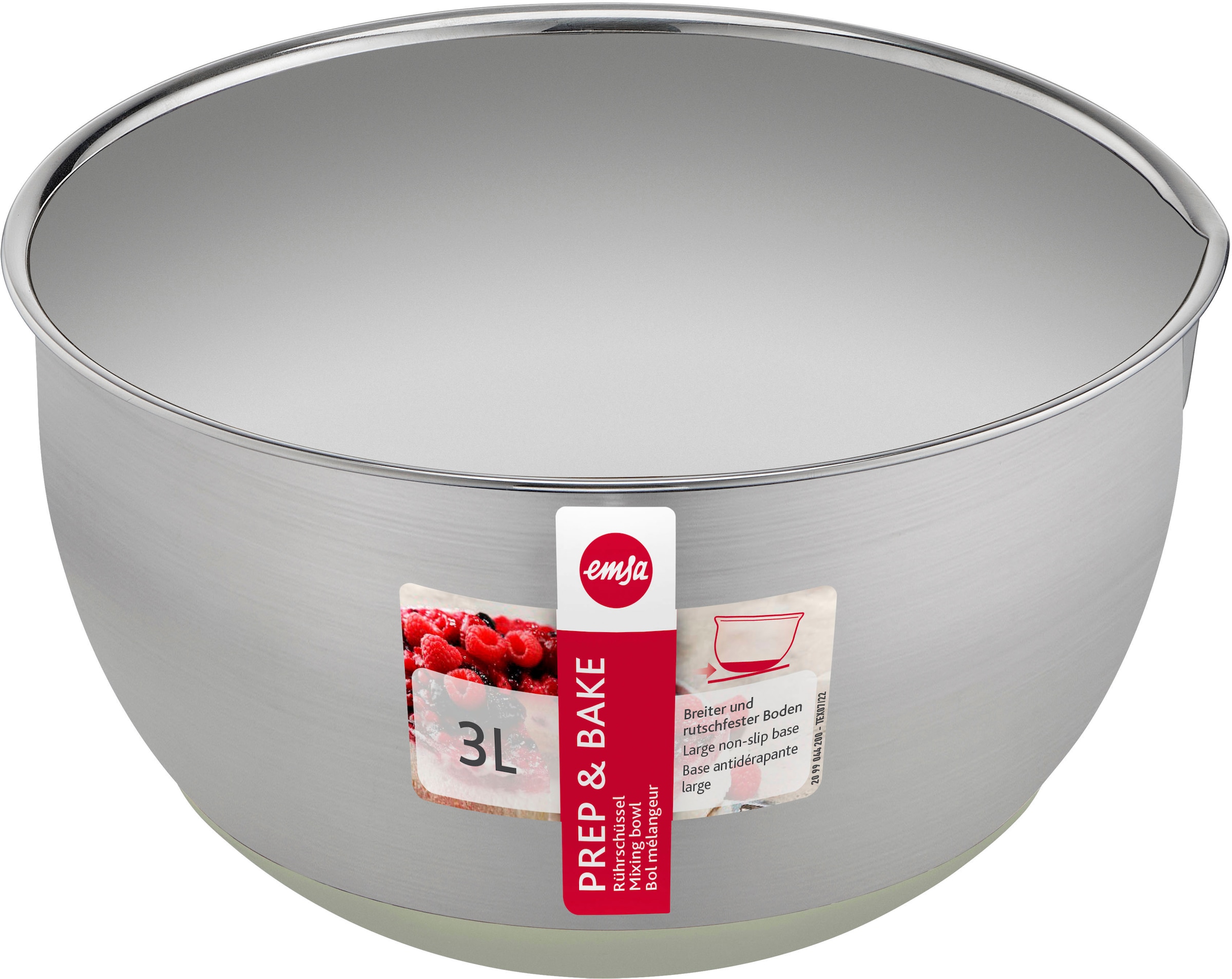 Emsa Rührschüssel »Emsa K32720 Prep&Bake 20 cm«, 1 tlg., aus Edelstahl, rutschfester Boden, Ausgießlippe für präzises Ausgießen