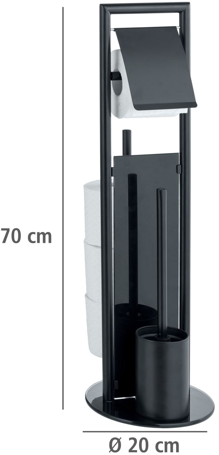 WENKO WC-Garnitur »Ravina« aus Edelstahl | Sicherheitsglas Stand WC-Garnitur, Toilettenpapierhalter, Rollenhalter & WC-Bürste