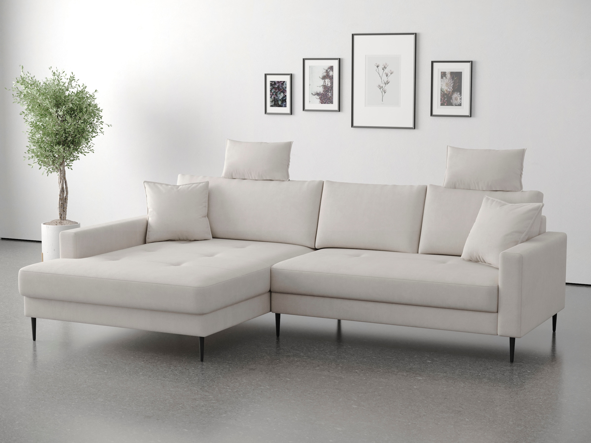 OTTO home Ecksofa "Summer L-Form, B: 280cm, in Cord & Struktur" wahlweise mit Kopfstützen, schwarze Metallfüße