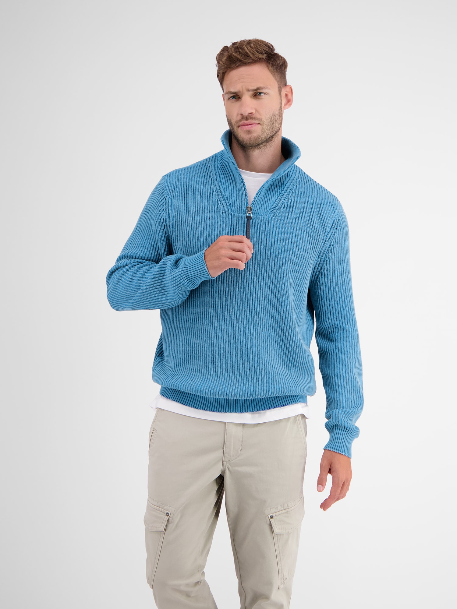 LERROS Strickpullover "LERROS Strickpullover im Troyer-Style"