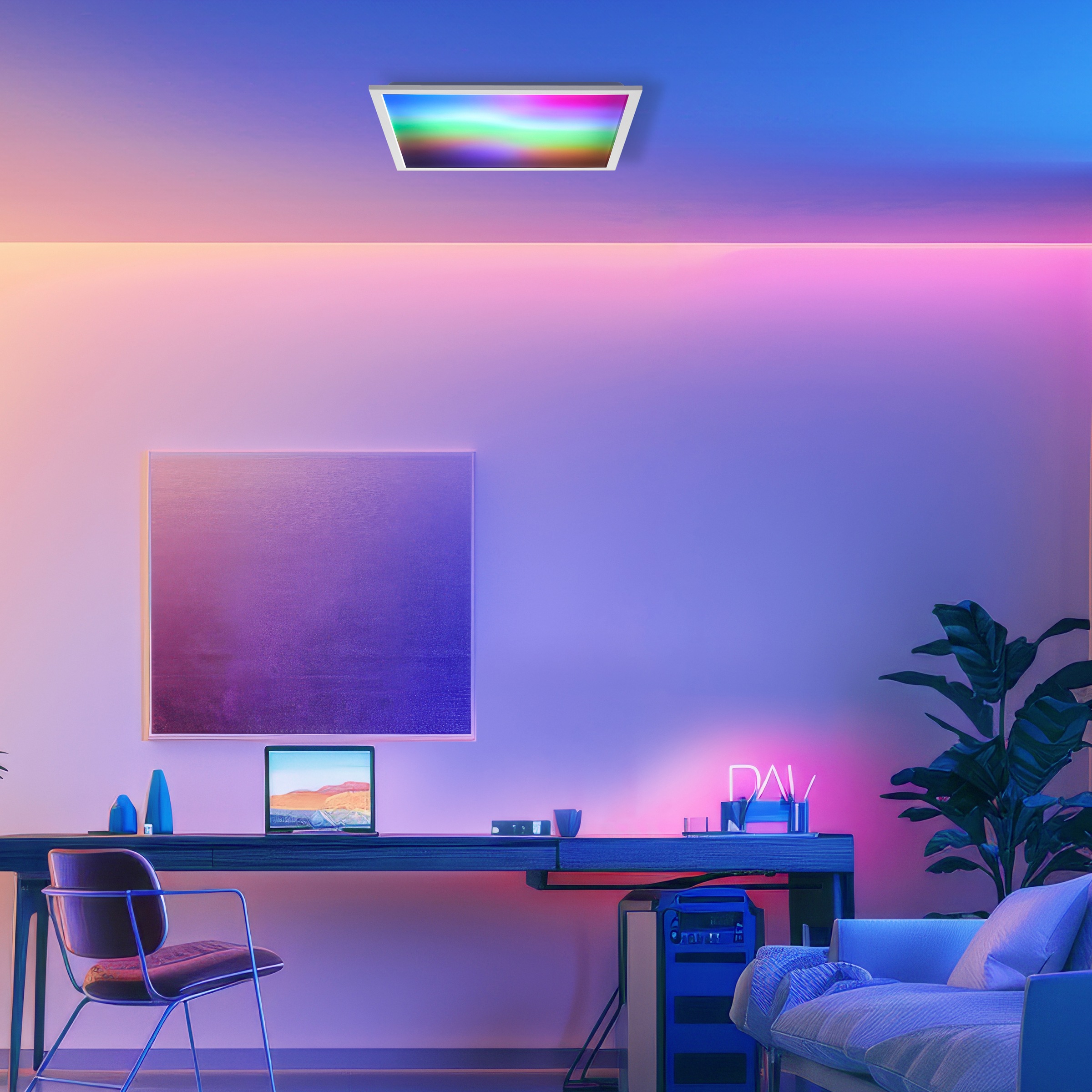 Brilliant LED Deckenleuchte »Briston«, 45 x 45 cm, 2500 lm, 3000-6500 K, IC-RGB, dimmbar, Aluminium, weiß