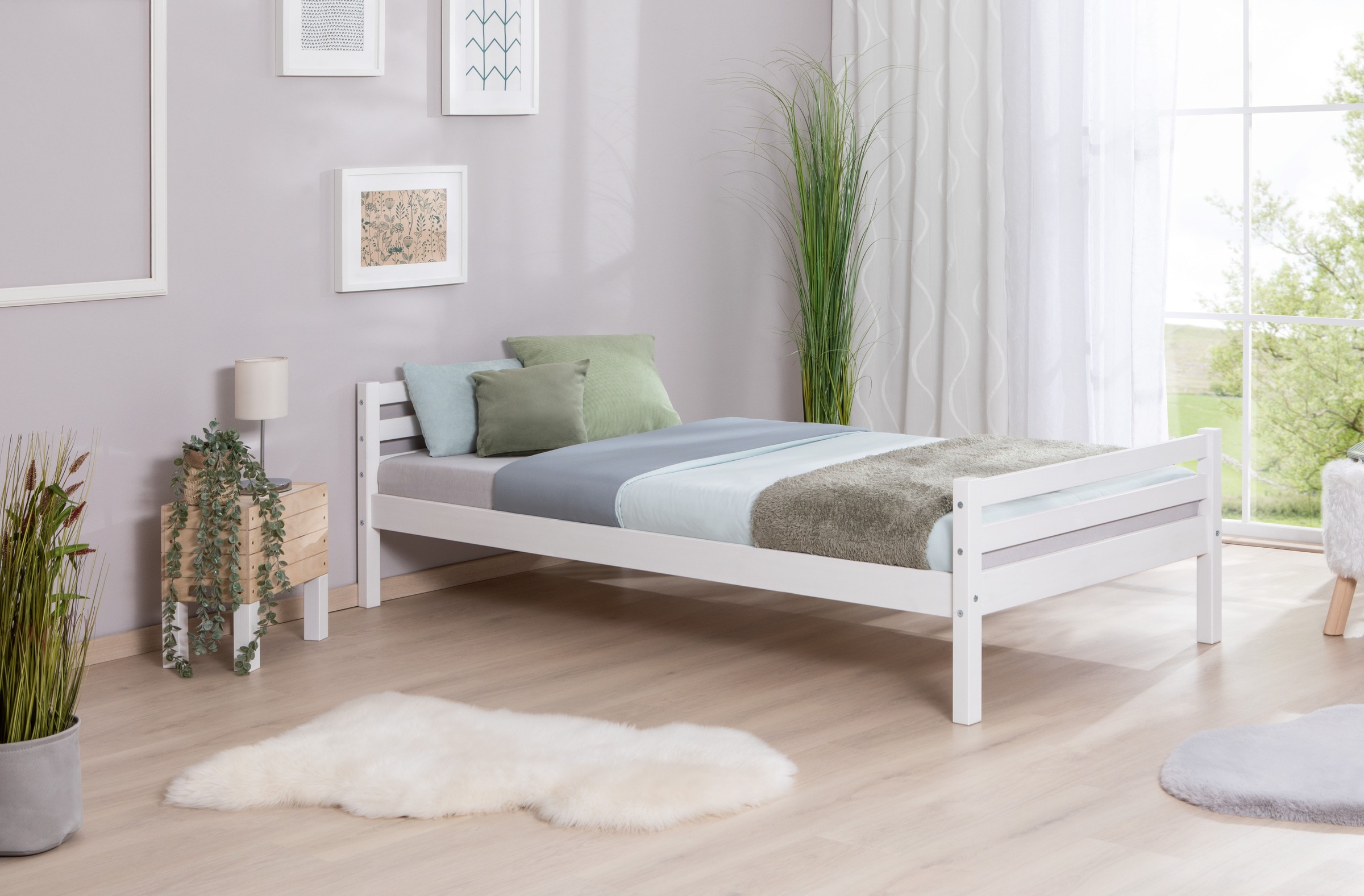 Ticaa Jugendbett, Futonbett in diversen Breiten, Kiefer, mit Rollrost