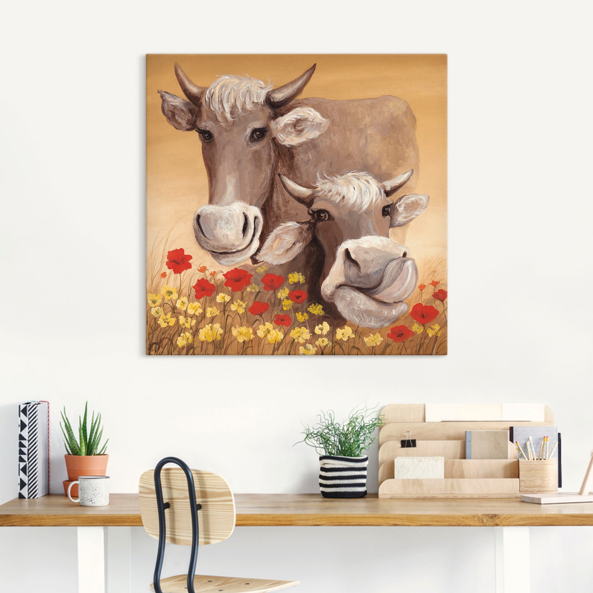 Artland Leinwandbild "Kühe" Haustiere 1 Stk. tlg. auf Holzrahmen gespannt günstig online kaufen