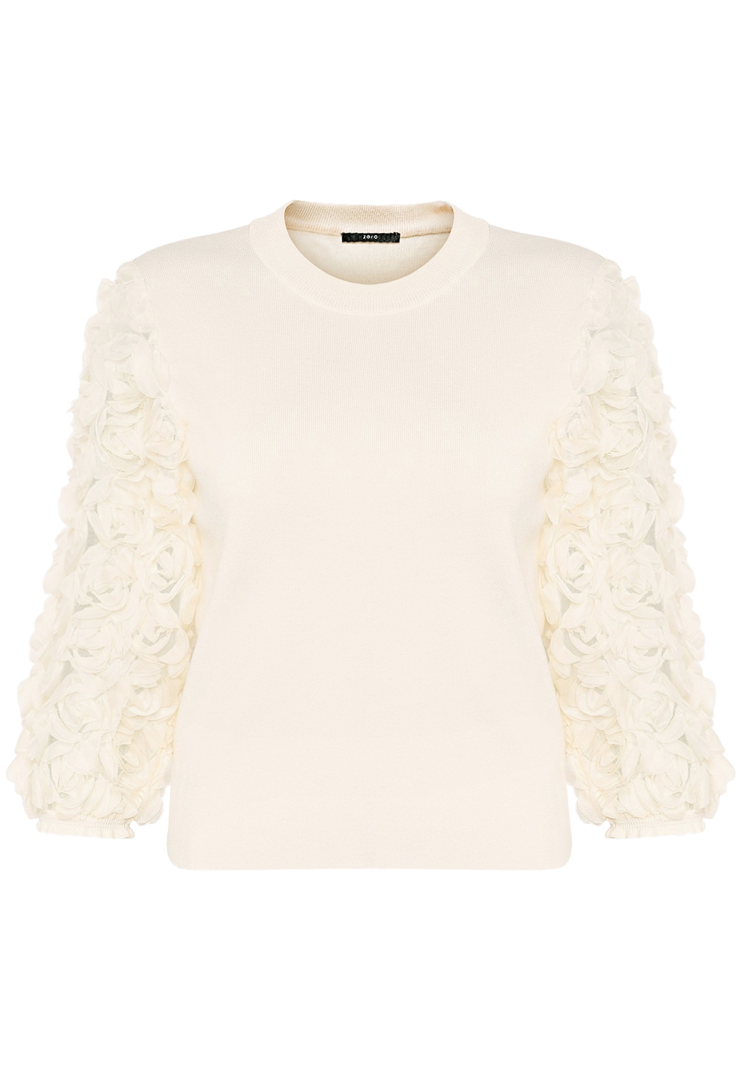 Zero Strickpullover »Damen mit 3D Blüten« 1 drapiert / gerafft