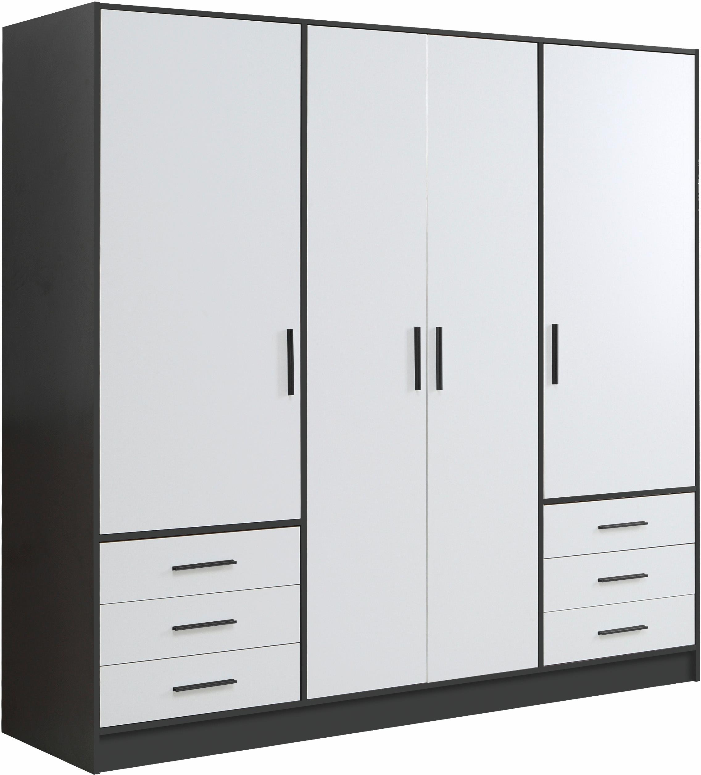 FORTE Kleiderschrank "Jupiter, Made in Europe, mit 6 Schubladen, Stauraum" Maße B/H/T ca. 207/200 cm/60, Stauraum, 2 Breiten, 4 Farben, Schubladen, variable Einlegeböden