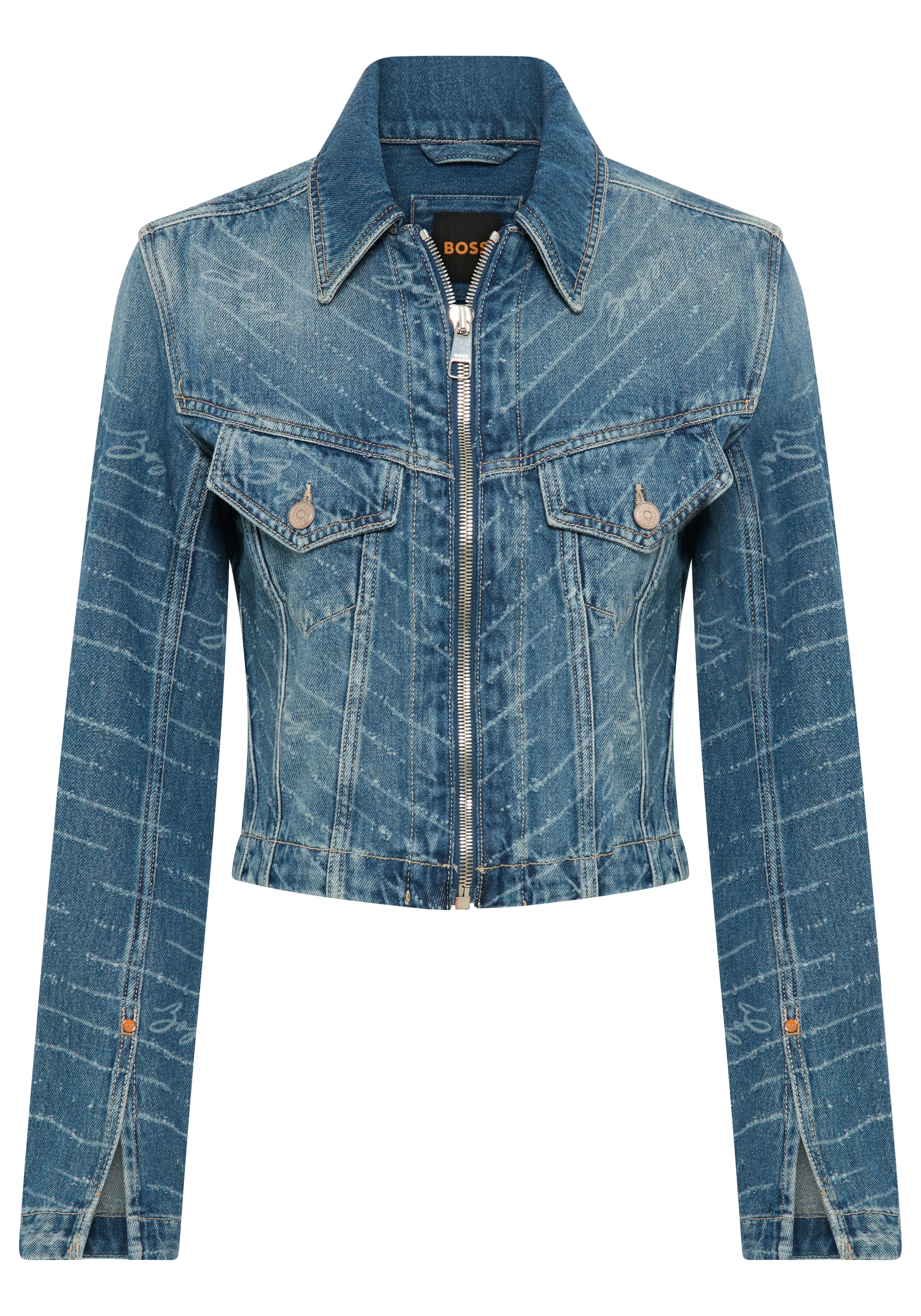 BOSS ORANGE Jeansjacke "DENIM ZIP TRACK JACKET Premium Damenmode", Slim Fit günstig online kaufen