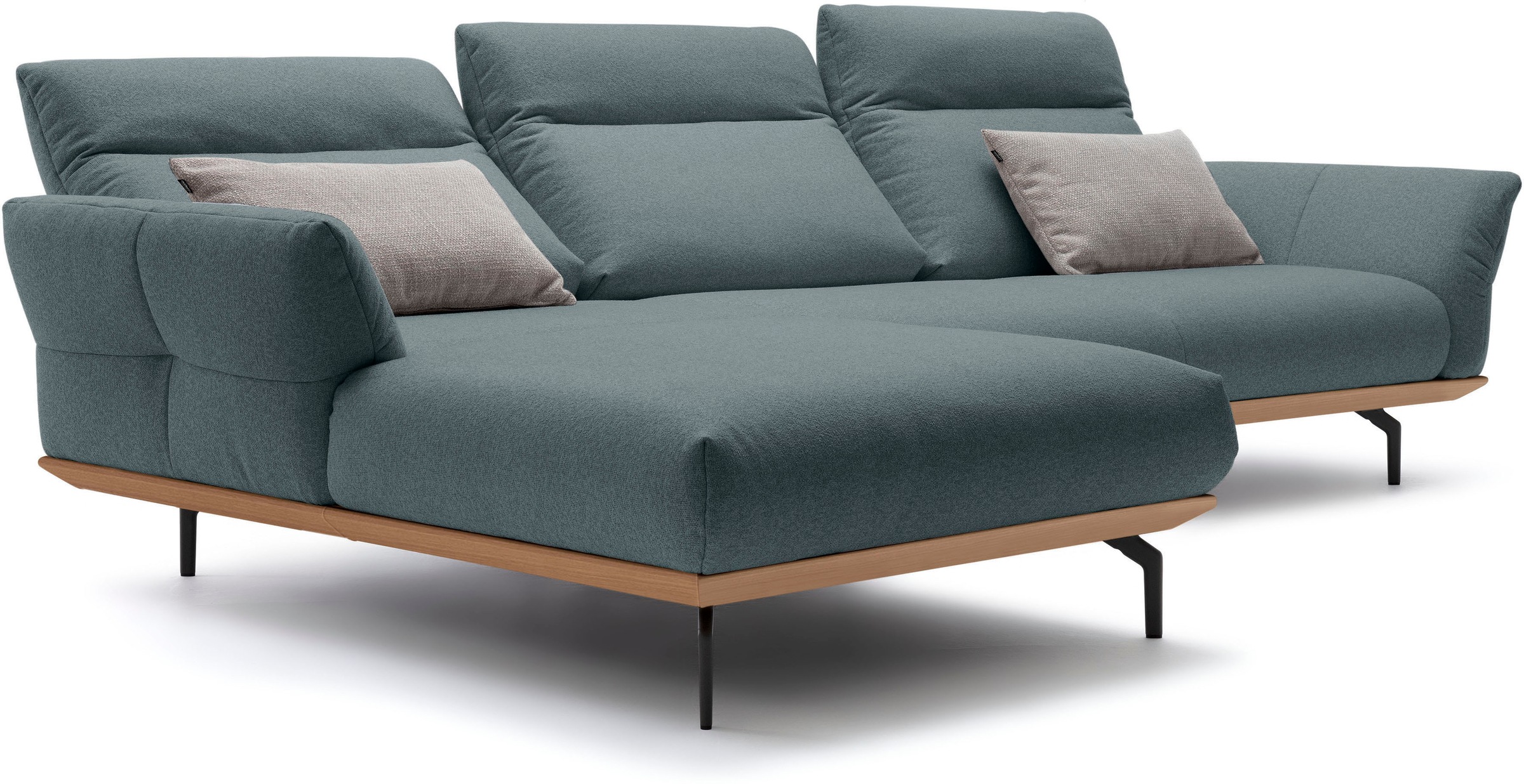 Creation BY ROLF BENZ Ecksofa »CR.460«, Sockel in Eiche, Winkelfüße in Umbragrau, Breite 318 cm