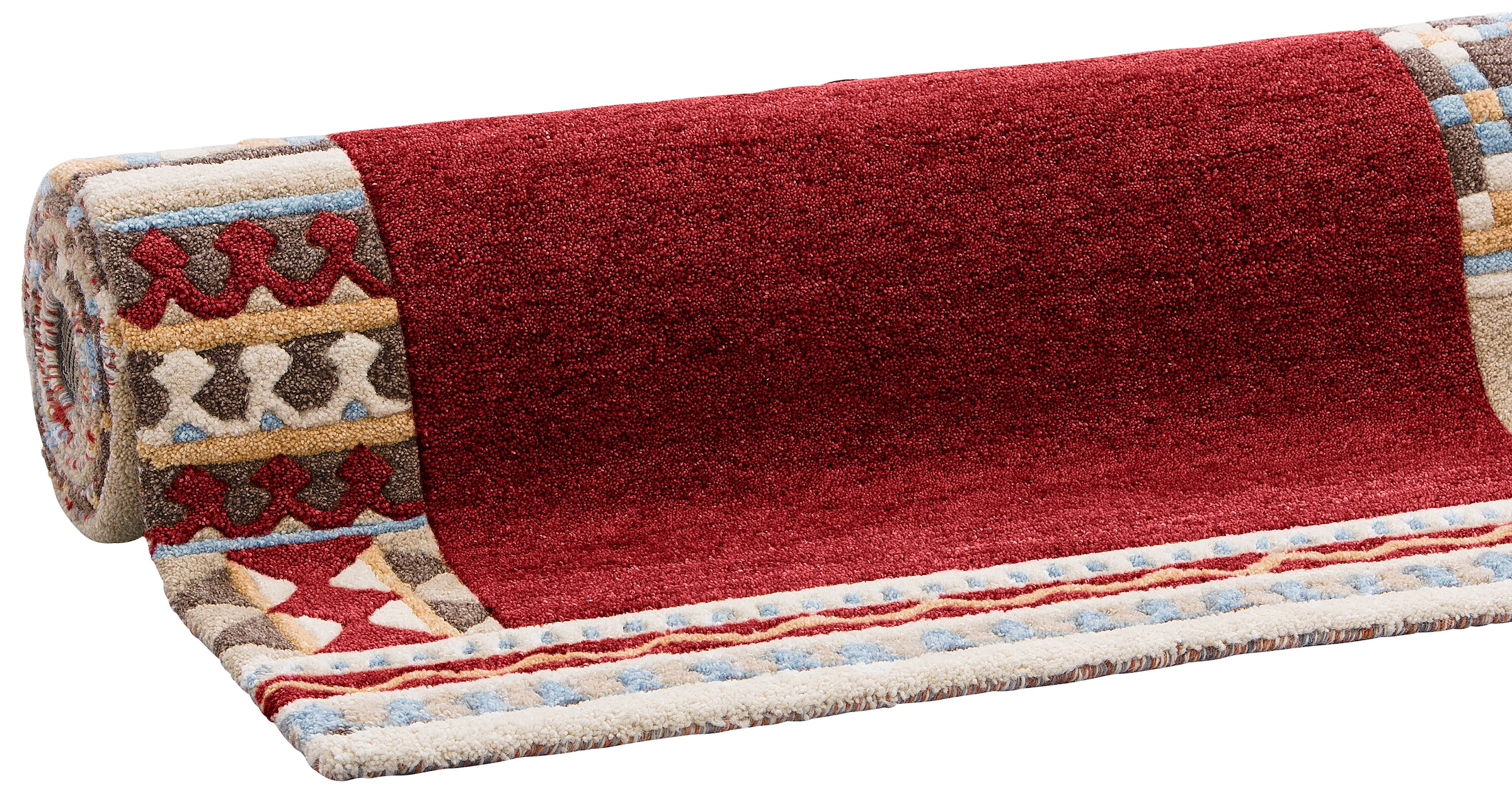 THEKO Bettumrandung »Nuno, handgearbeitet, mit Bordüre« Höhe 14 mm 3 Stk. tlg. Bettvorleger, reine Wolle, handgetuftet, Läufer-Set, Schlafzimmer