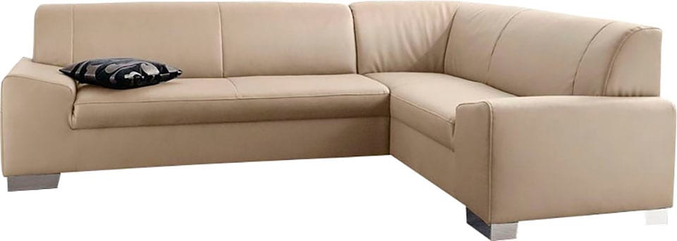 DOMO collection Ecksofa »Alisson, zeitlose Optik, flache Armlehnen, L-Form« fester Sitzkomfort, wahlweise mit Bettfunktion