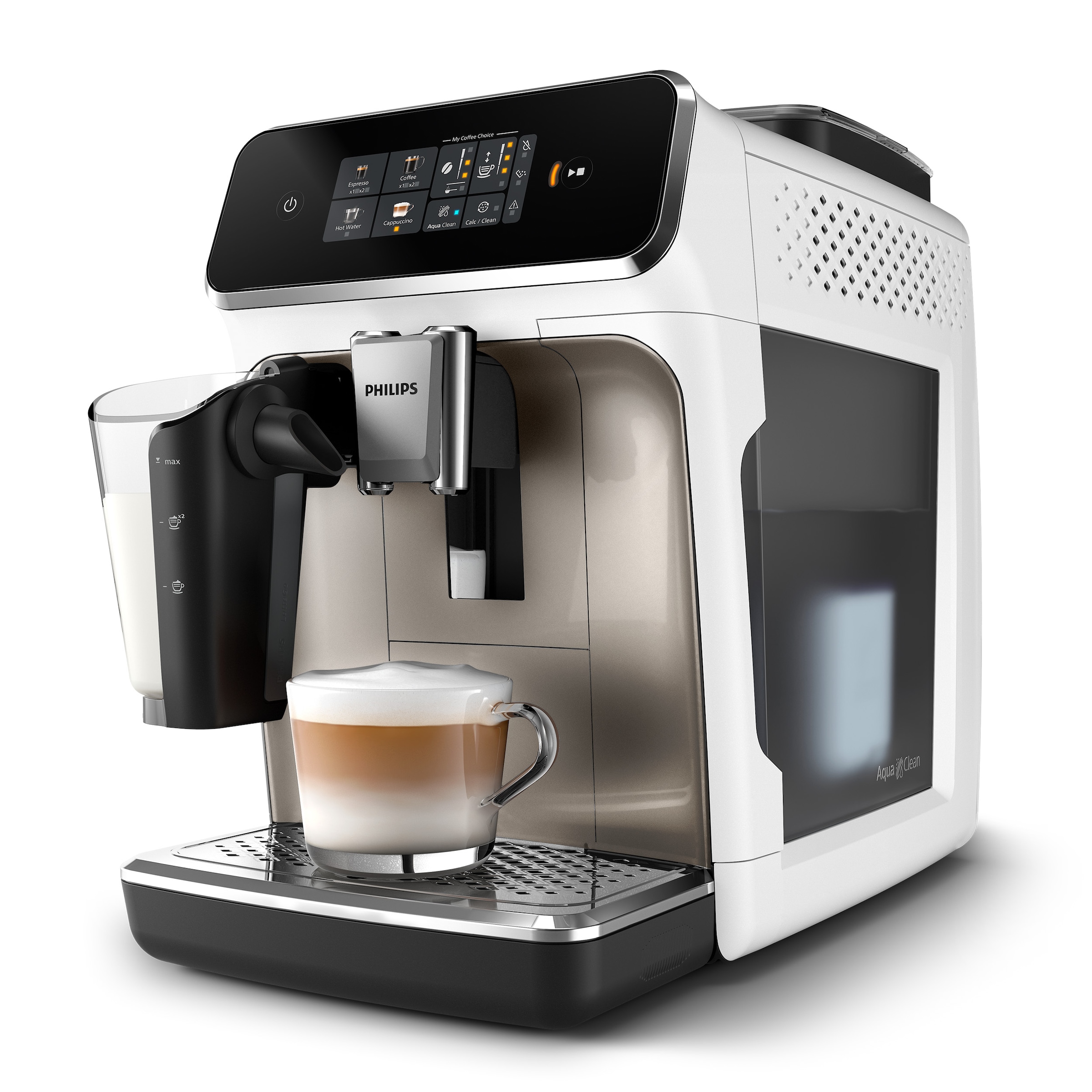 Philips BAUR Kaffeevollautomat »EP2333/40 | LatteGo-Milchsystem, und Chrom mit Kaffeespezialitäten, 4 Weiß Series«, 2300