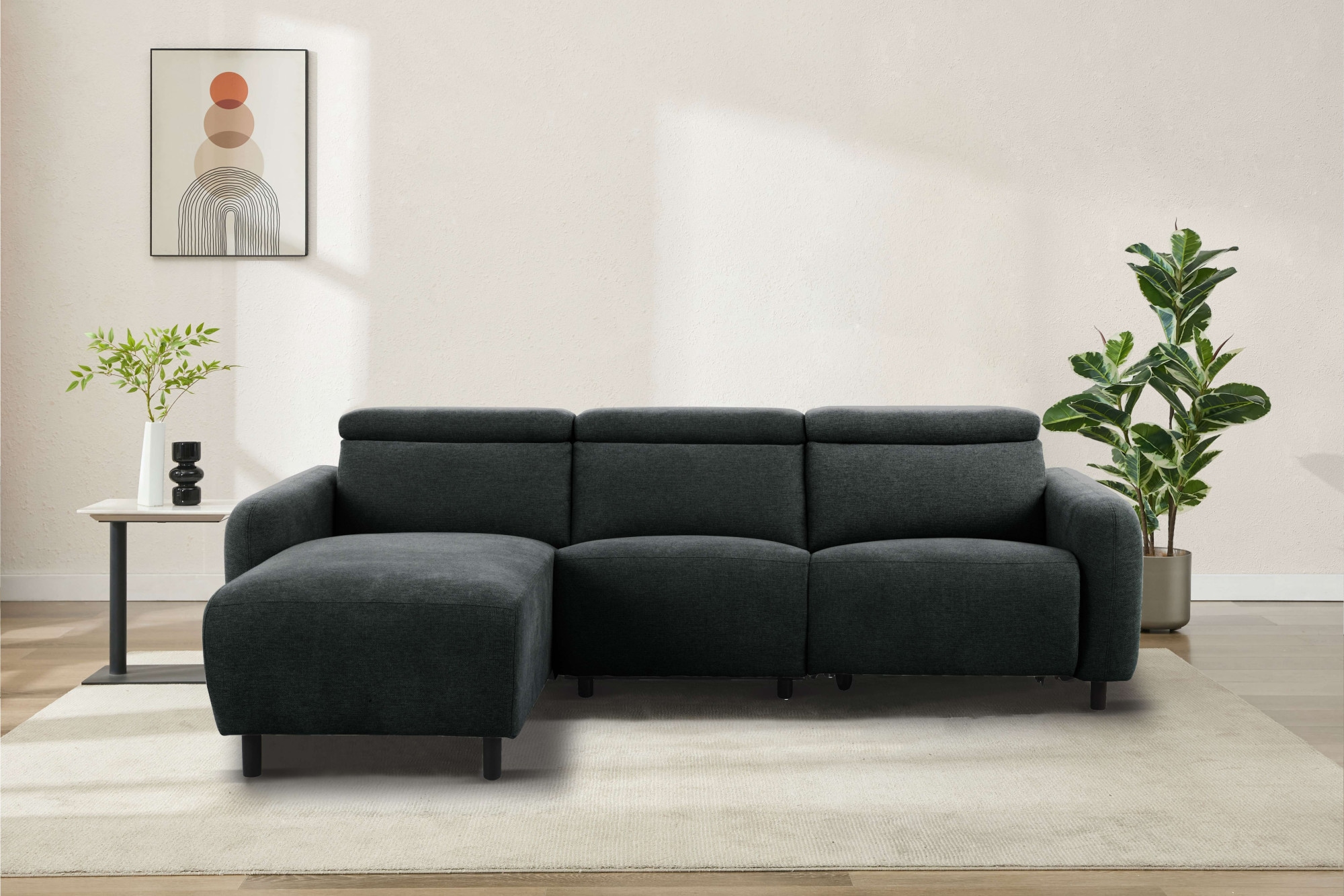 Home affaire Ecksofa »SKAANE Struktur, L-Form, 274 cm, manuelle u. elektrische Funktion,«, 274 cm, mit Kopfteilverstellung und man. oder elektr. Relaxfunktion