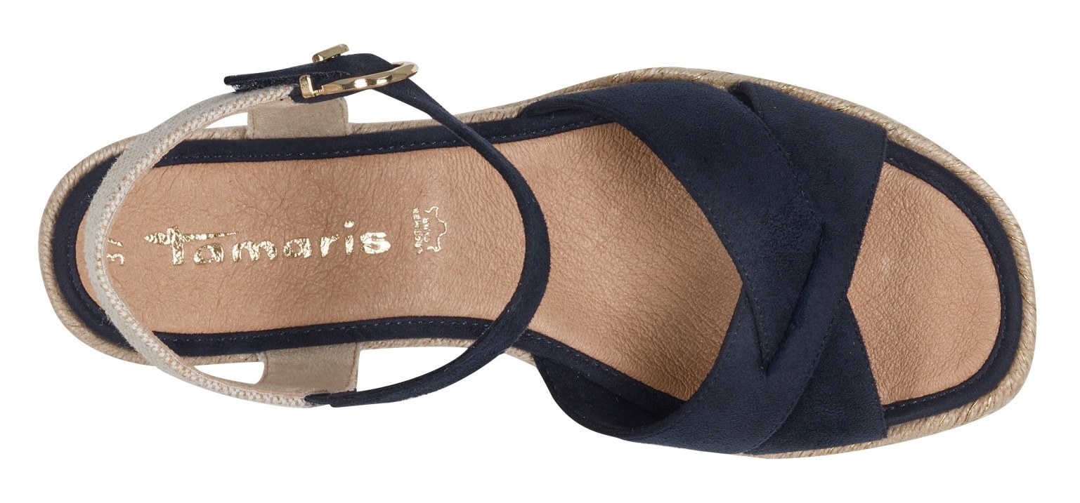 Tamaris Keilsandalette, Riemchensandale, Sommerschuh mit modischer Kreuzbandage